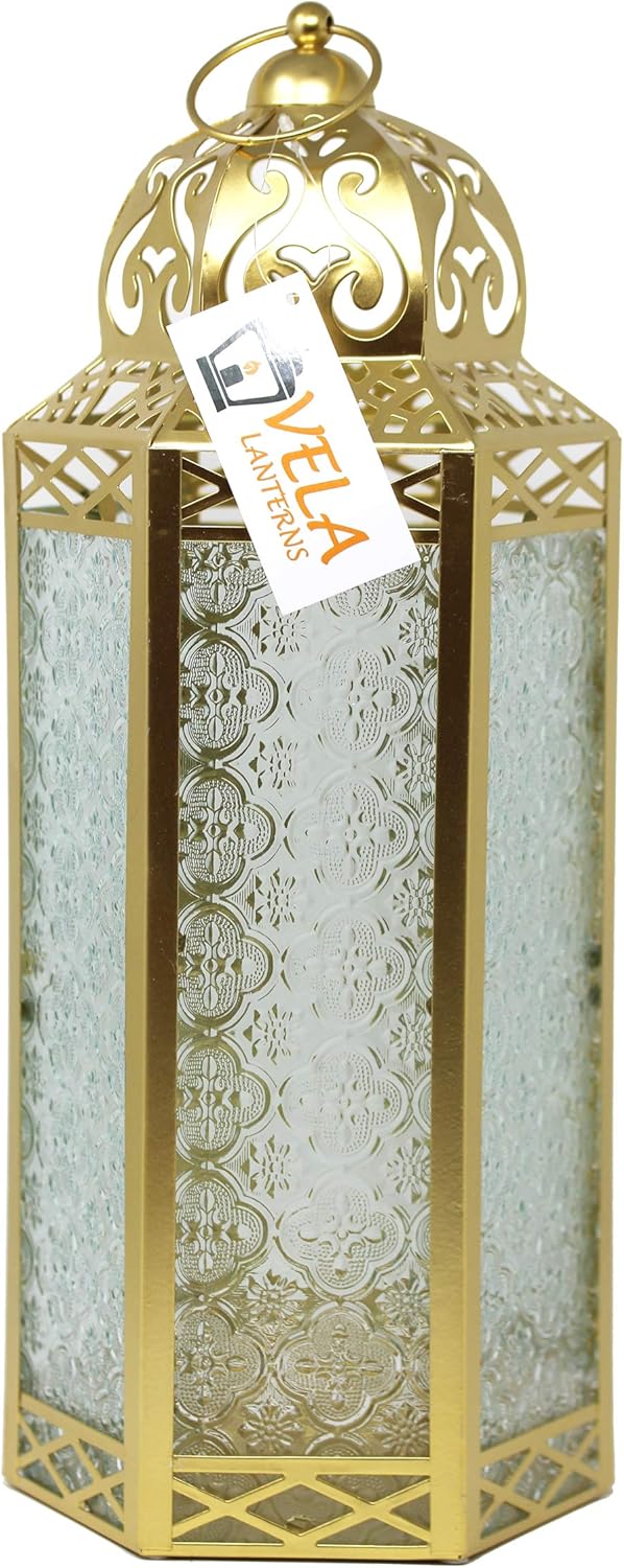 VELA Lanterns Moroccan Candle Lanterns Decorative Set of 3 for Floor Ramadan Decorations Indoor Home Decor Outdoor Patio or Porch Weddings Gold Michaels