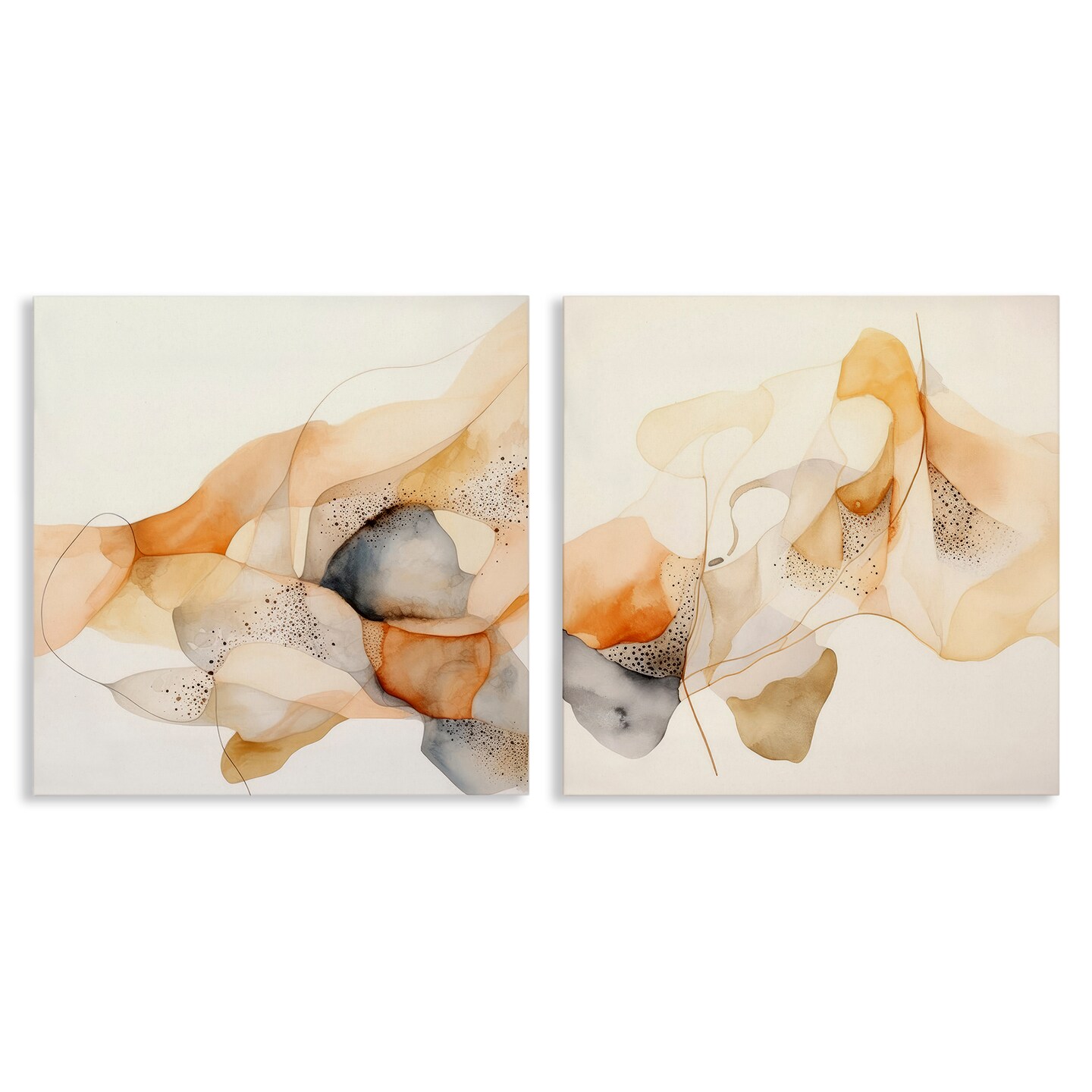 Stupell Industries Abstract Peach Watercolor Shapes 2 pc Canvas Wall Art Set Design by Irena Orlov