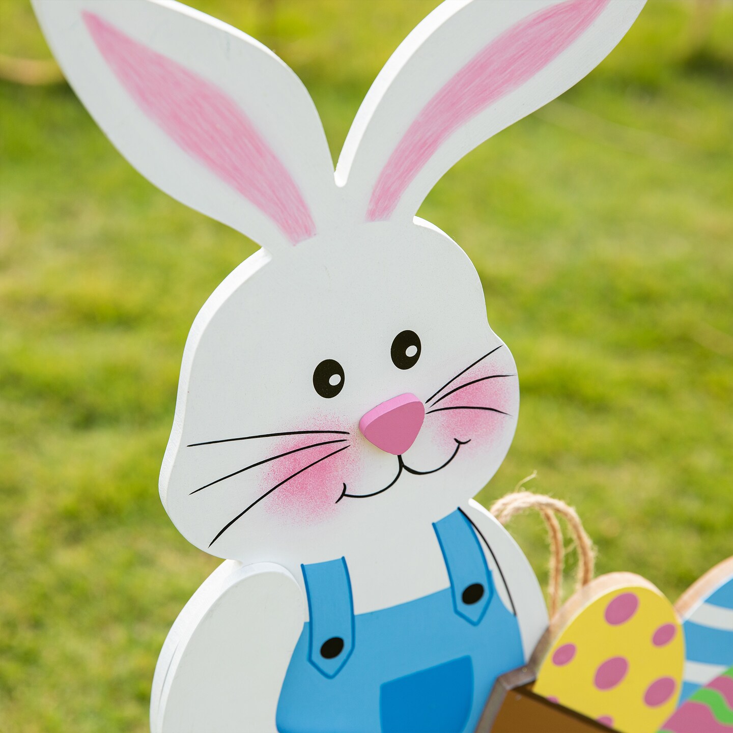 30.5&#x27;&#x27;H Wooden Easter Bunny Cart Yard Stake or Wall Decor