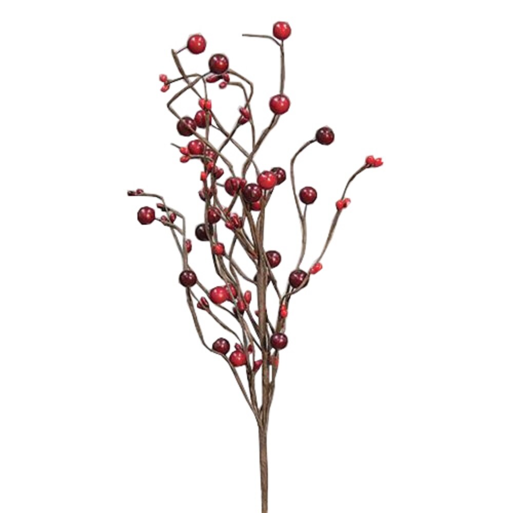 19&#x201D;High Country Red Berry Spray with Brown-Wrapped Wire Stems