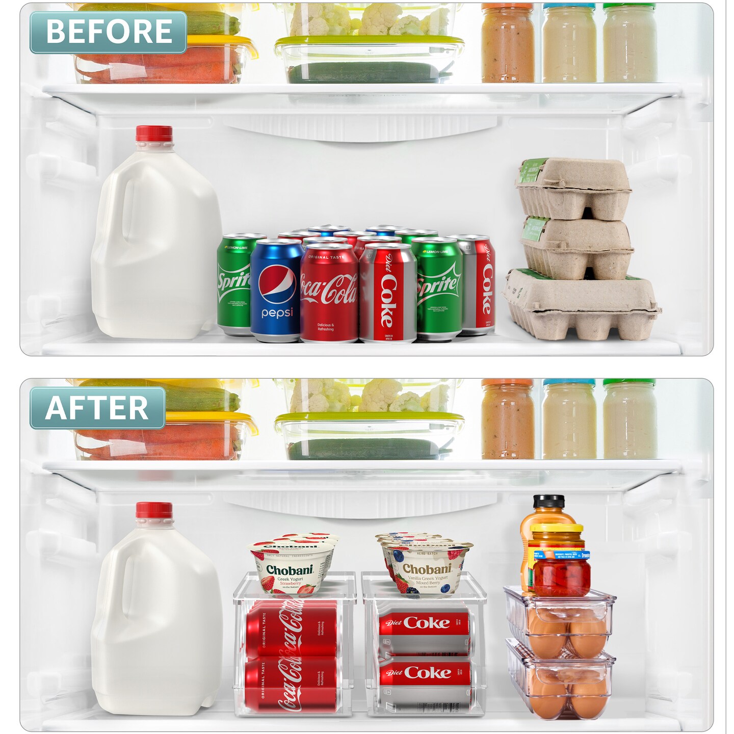 Sorbus Clear Plastic Egg Holder with Lid - holds 14 eggs for Fridge, Pantry, BPA-Free