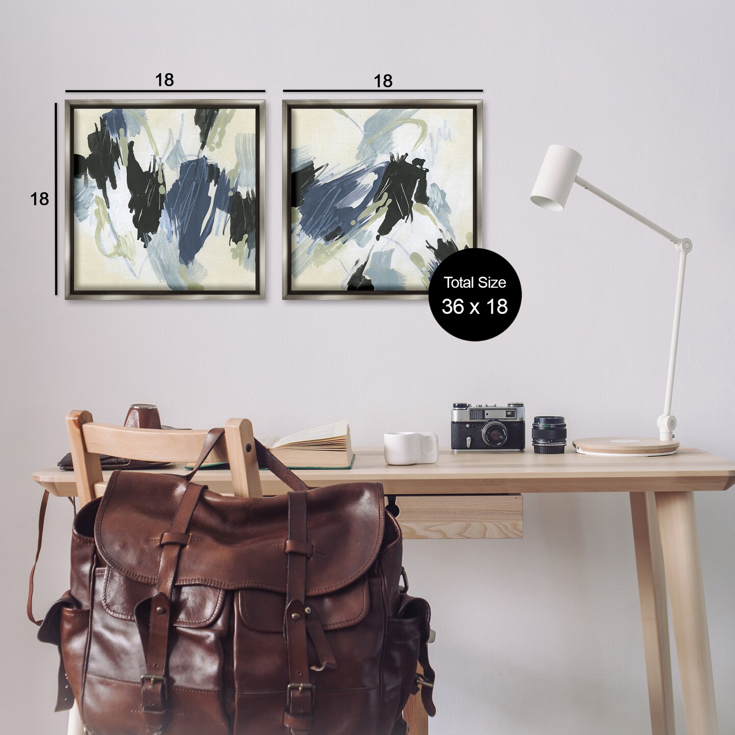 Stupell Industries Muted Blue Green Abstract Patches 2 pc Framed Floater Canvas Wall Art Set Design by June Erica Vess