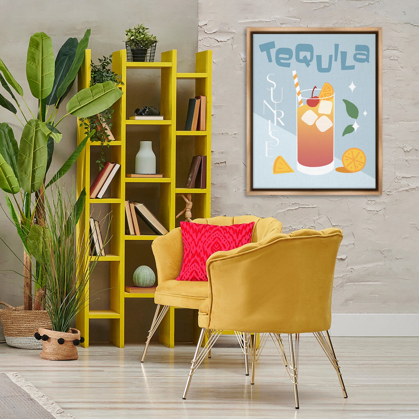 Stupell Industries Tequila Sunrise Typography Framed Floater Canvas Wall Art Design by Anna Quach
