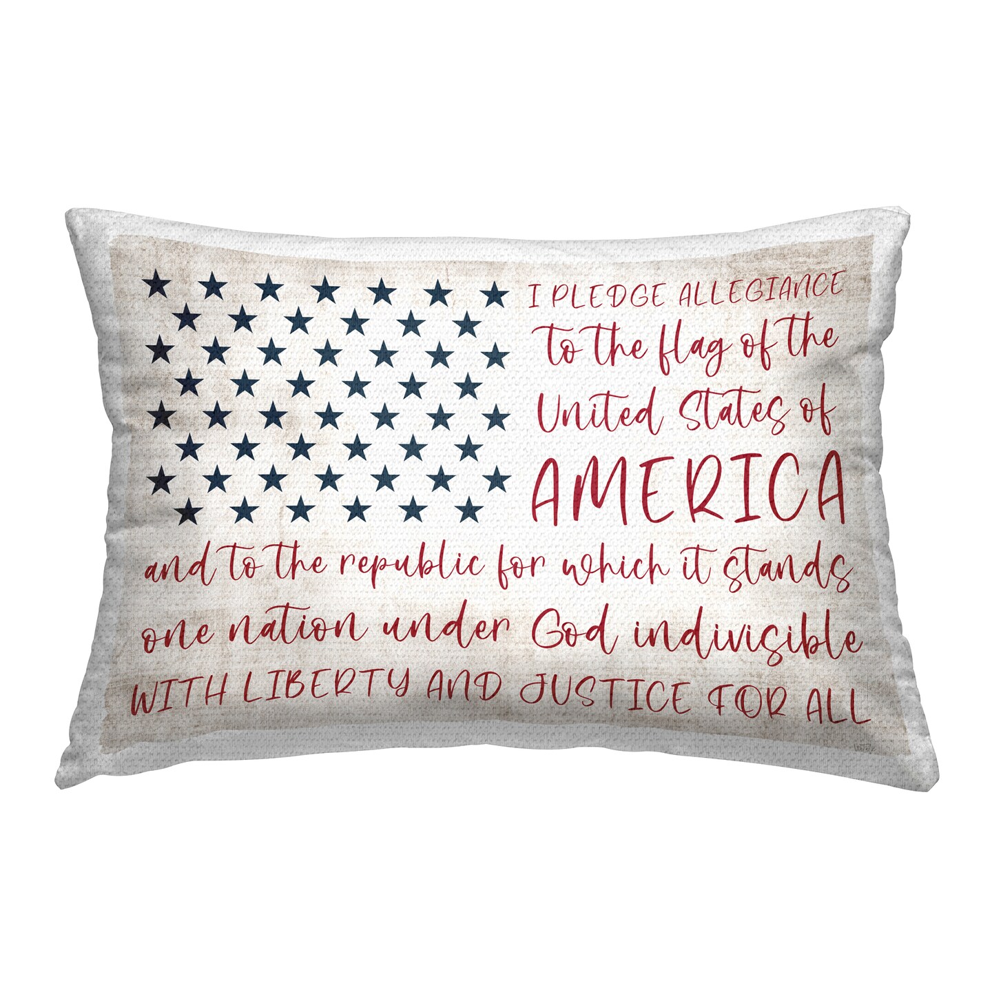 Patriotic Pledge of Allegience Outdoor Printed Pillow Design by Natalie Carpentieri, 14 x 7 x 20