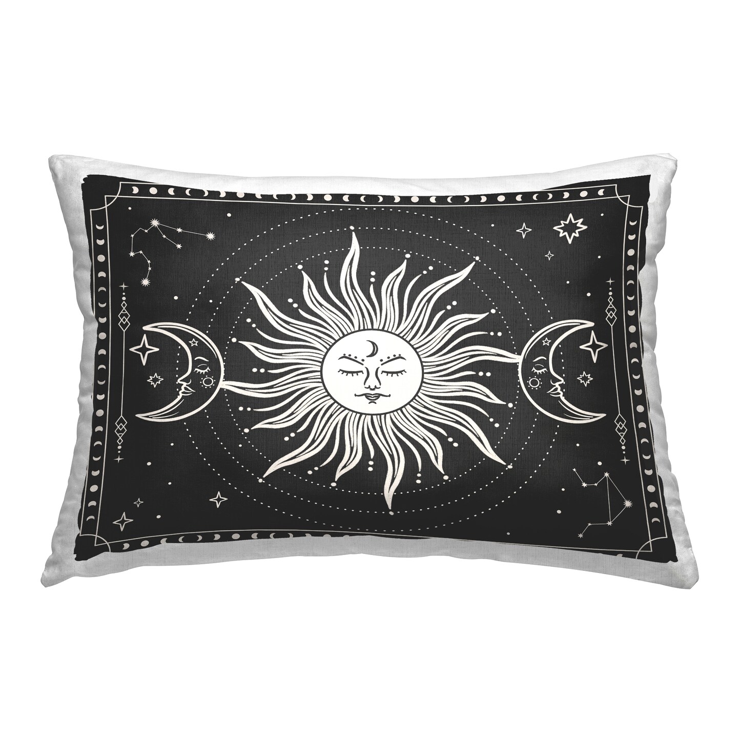 Astrology Sun & Moon Pattern Decorative Printed Throw Pillow Design by JJ Design House LLC, 14 x 7 x 20