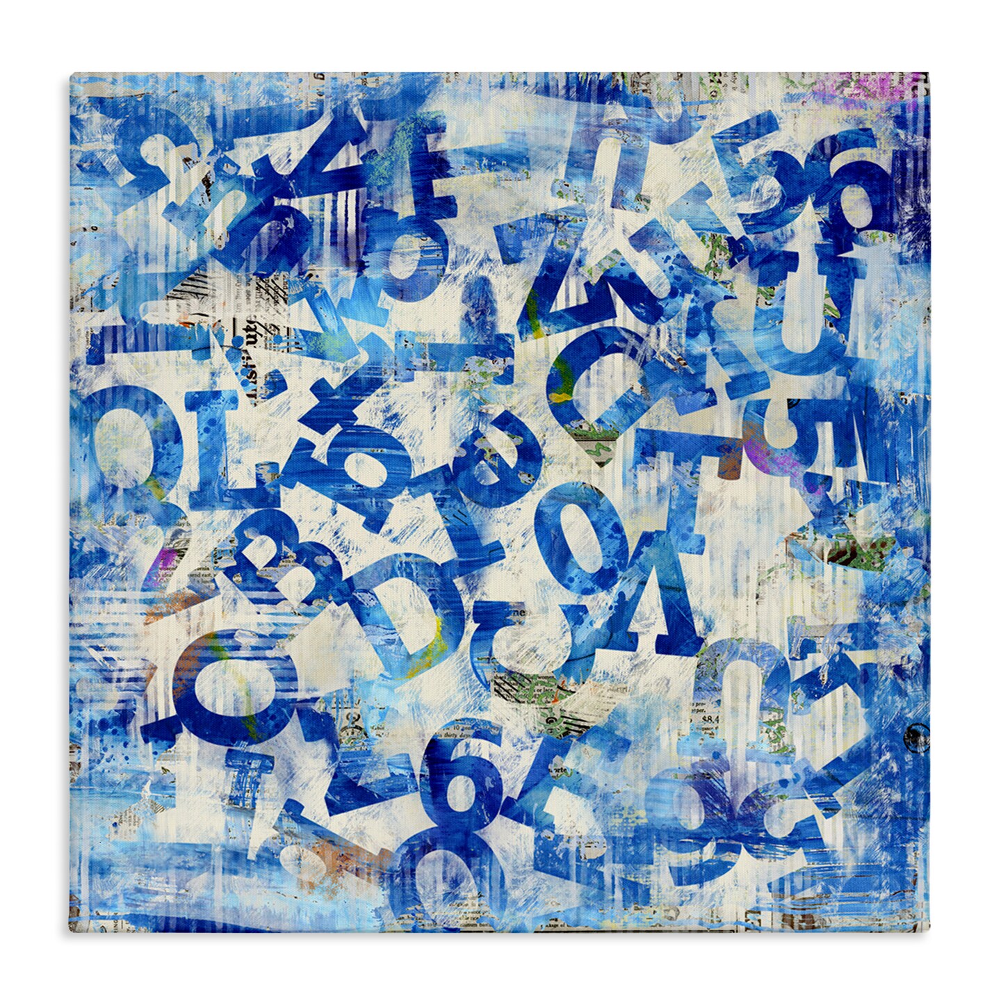 Stupell Industries Blue Letters Arrangement Canvas Wall Art Design by ...