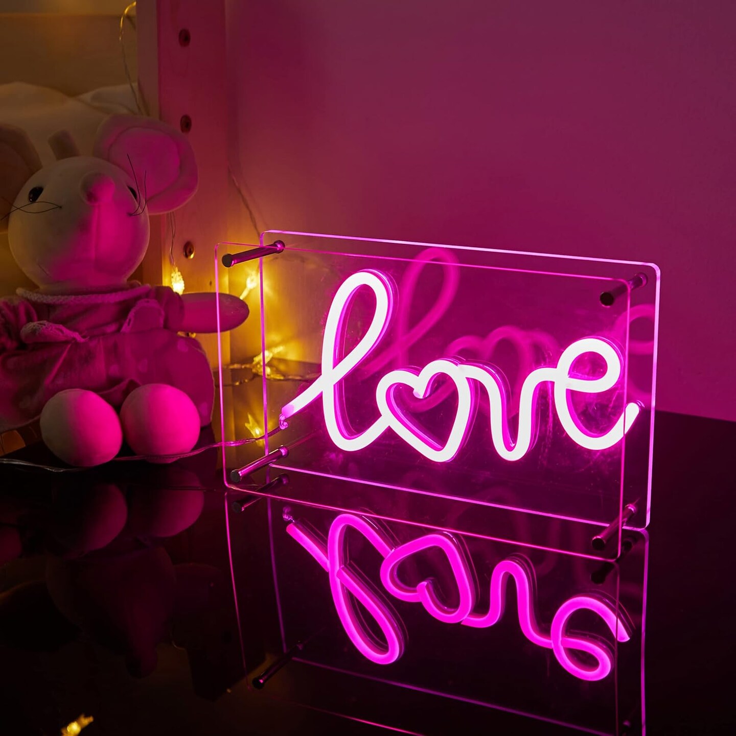 Valentines Day Decor Love Neon Sign Pink Room Decor Neon Signs for Wall Decor Led Light Sign Wedding Gifts Dorm Decor Christmas Decorations