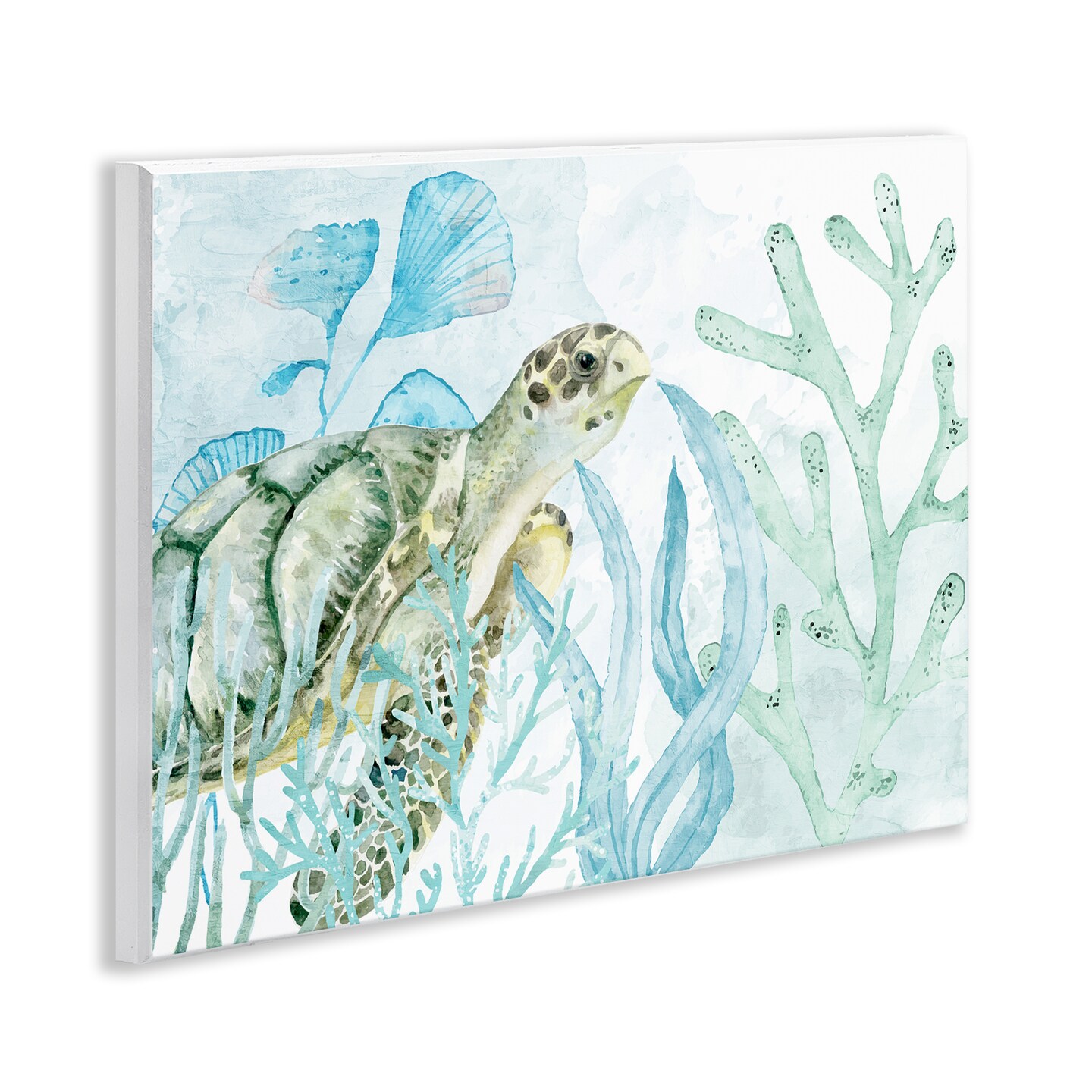 Stupell Industries Turtle in Watercolor Coral Wall Plaque Art Design by Kim Allen