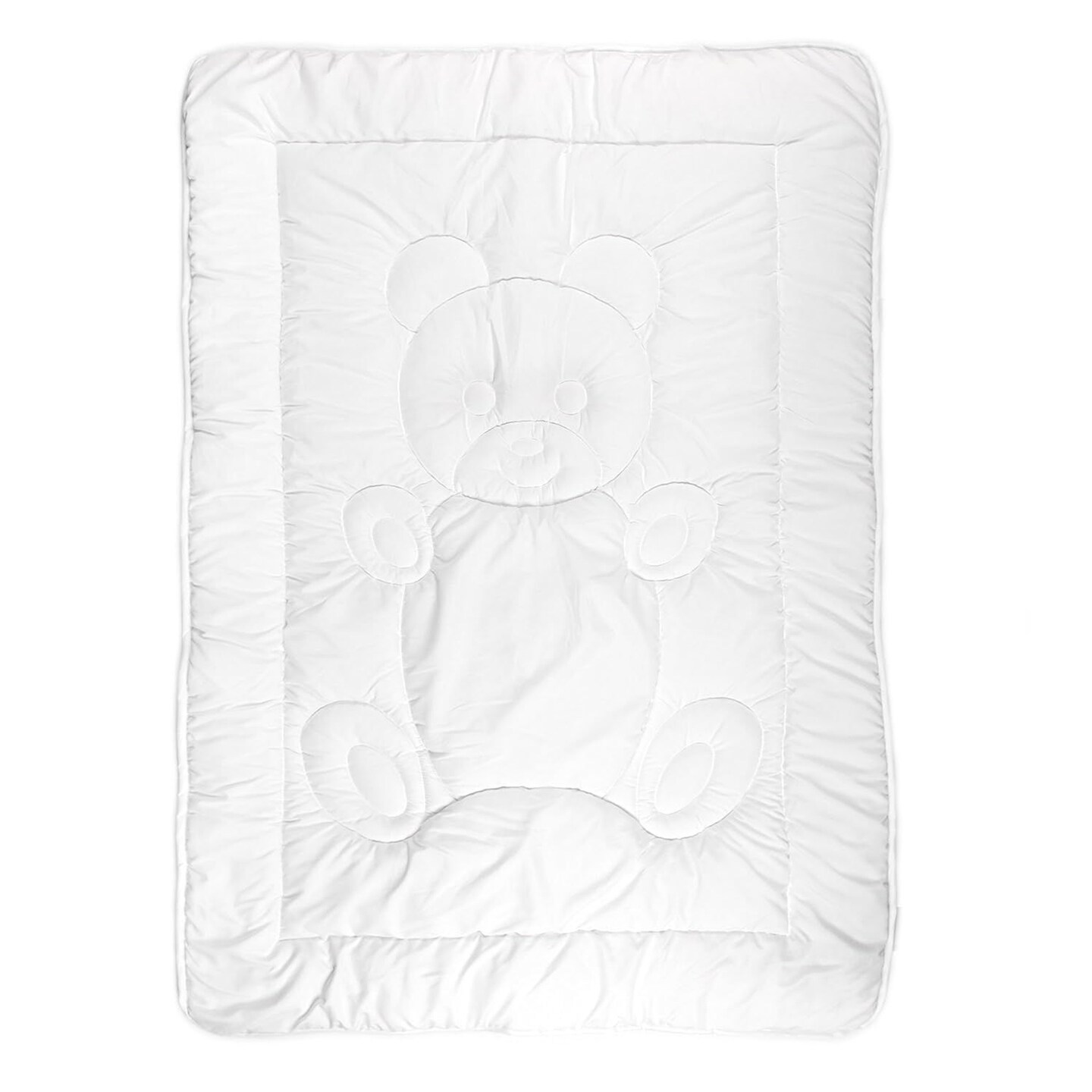 Tadpoles Quilted Toddler Comforter | 40&#x22; x 60&#x22; | Made of 100% Microfiber Polyester (Shell) &#x26; 200 GSM Fiberfill | Soft, Breathable &#x26; Durable | Ideal for Toddlers (12-48 Months) | White Teddy Pattern