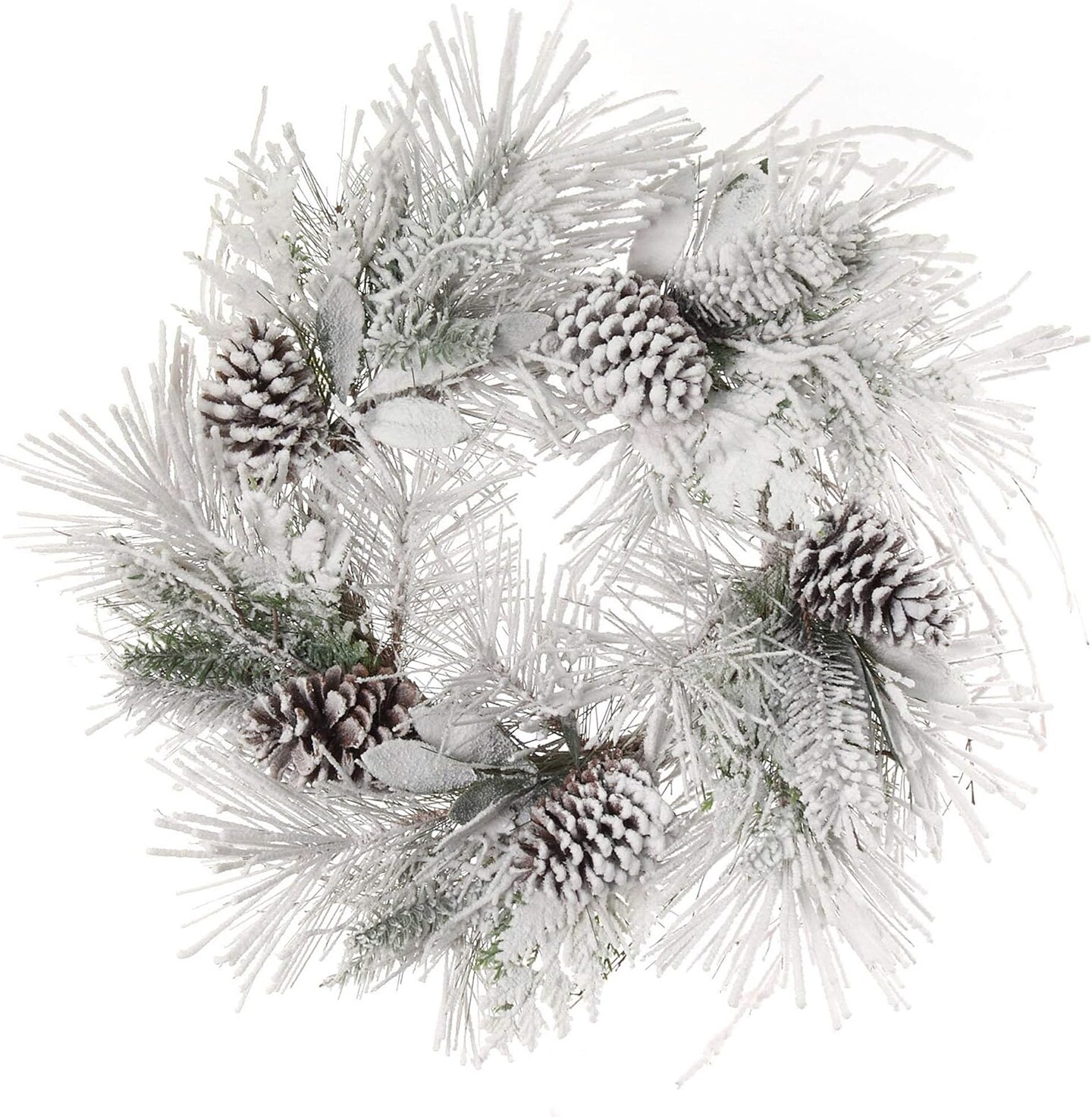 24&#x22; Snow-Covered Pine Wreath - Pine Cones &#x26; Greenery, Lifelike Winter D&#xE9;cor, Perfect for Front Door, Mantel &#x26; Wall - Christmas &#x26; Holiday Accent, 2024 Christmas Collection, Floral Home by Artificial Flowers
