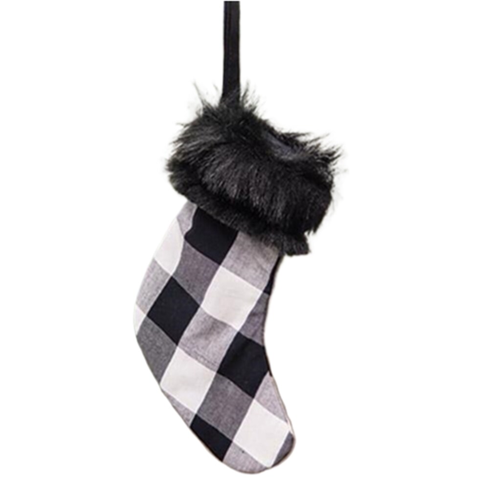 Buffalo Check And Faux Fur Stocking Ornament