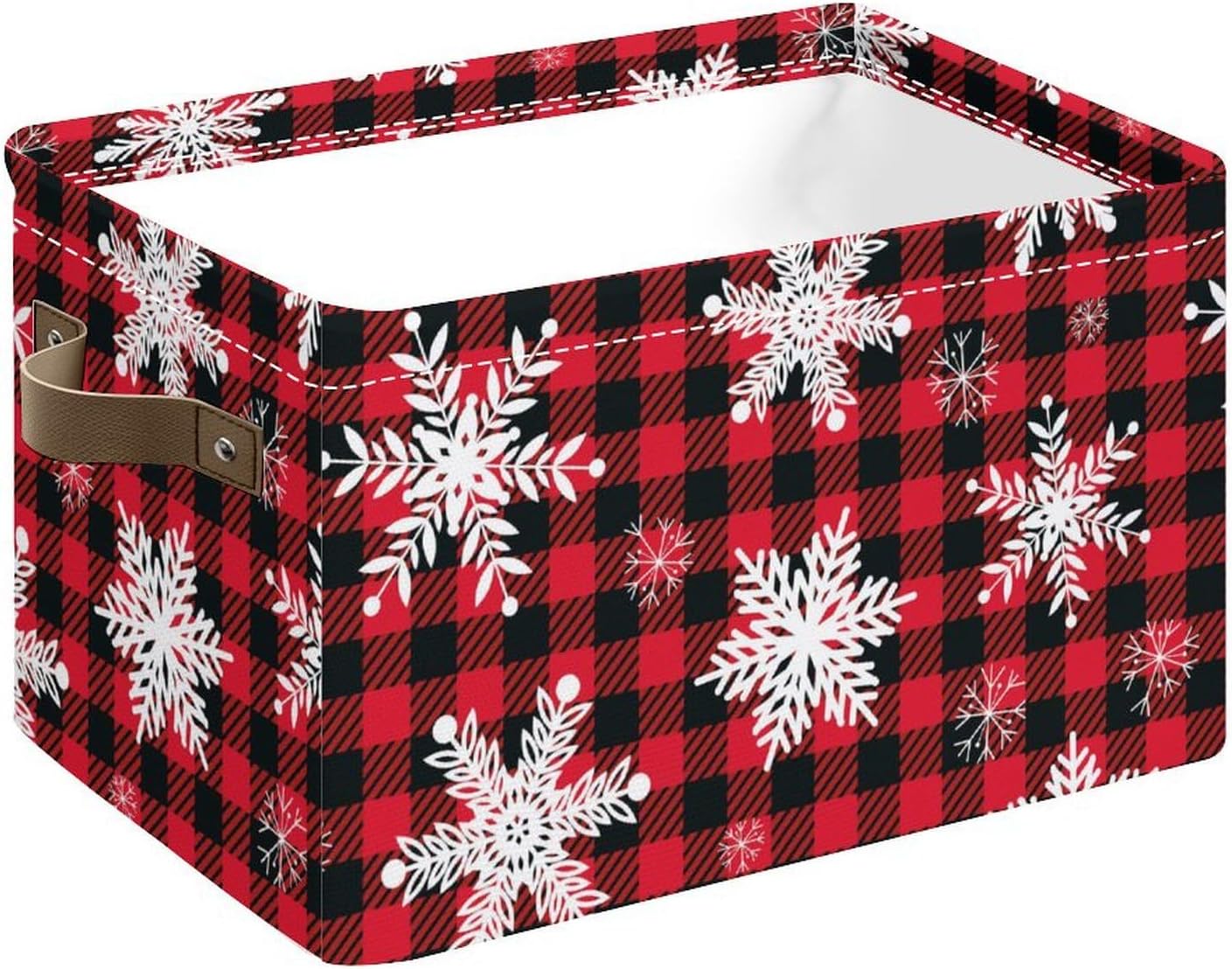 Christmas Snowflake Storage Basket, Collapsible Organizer with Handles- Decorative Fabric Organizer for Home Office 14*10*8 In