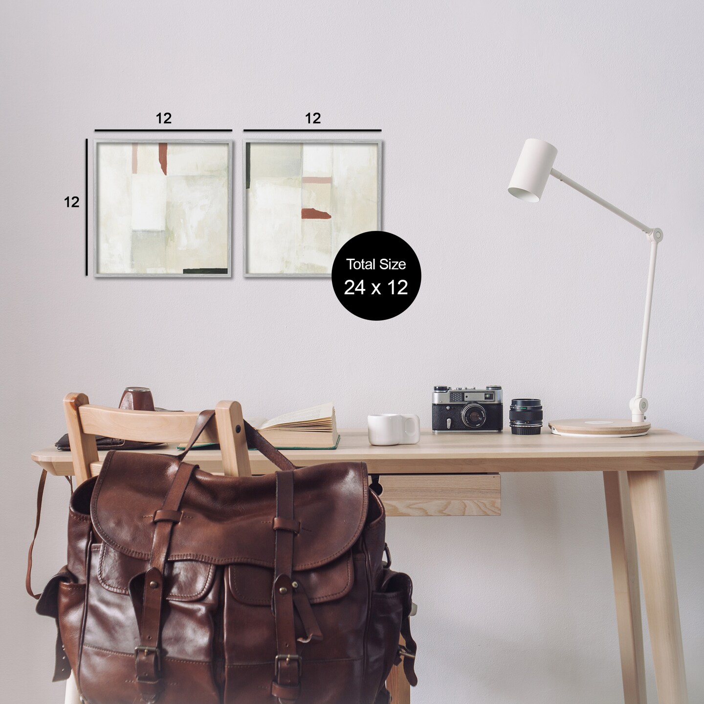 Stupell Industries Neutral Rectangles Mauve Effects 2 pc Framed Giclee Wall Art Set Design by June Erica Vess