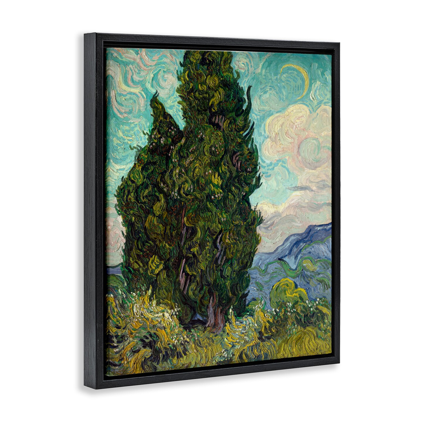 Stupell Industries Van Gogh Cypress Landscape Framed Floater Canvas Wall Art Design by one1000paintings