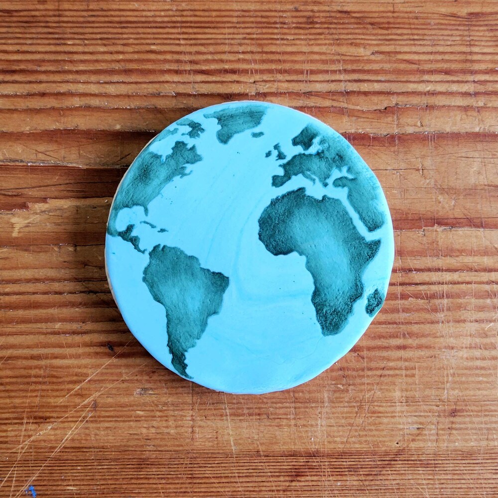 World Map (Globe) Cookie & Craft Stencil | CM113 By Designer Stencils | Cookie Decorating Tools | Baking Stencils for Royal Icing, Airbrush, Dusting Powder | Craft Stencils for Canvas, Paper, Wood | Reusable Food Grade Stencil