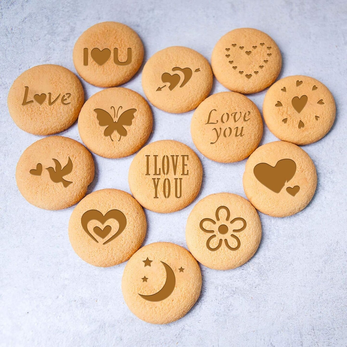 20Pack Valentine&#x27;s Day Cake Stencil Templates Decoration