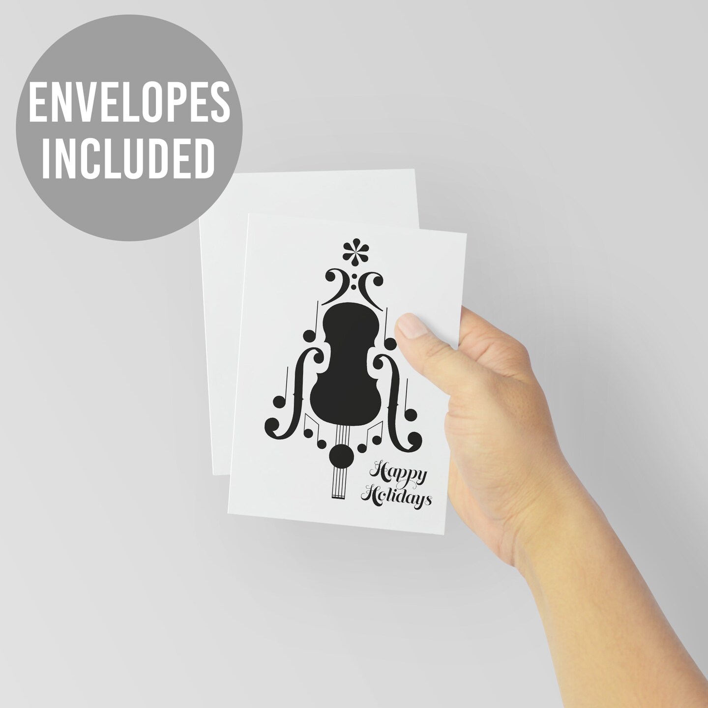 Musician Christmas Greeting Cards Boxed Set of 24 Holiday Notecards Featuring Elegant Cello Design, Perfect for Musicians, Symphony, and Orchestra Fans
