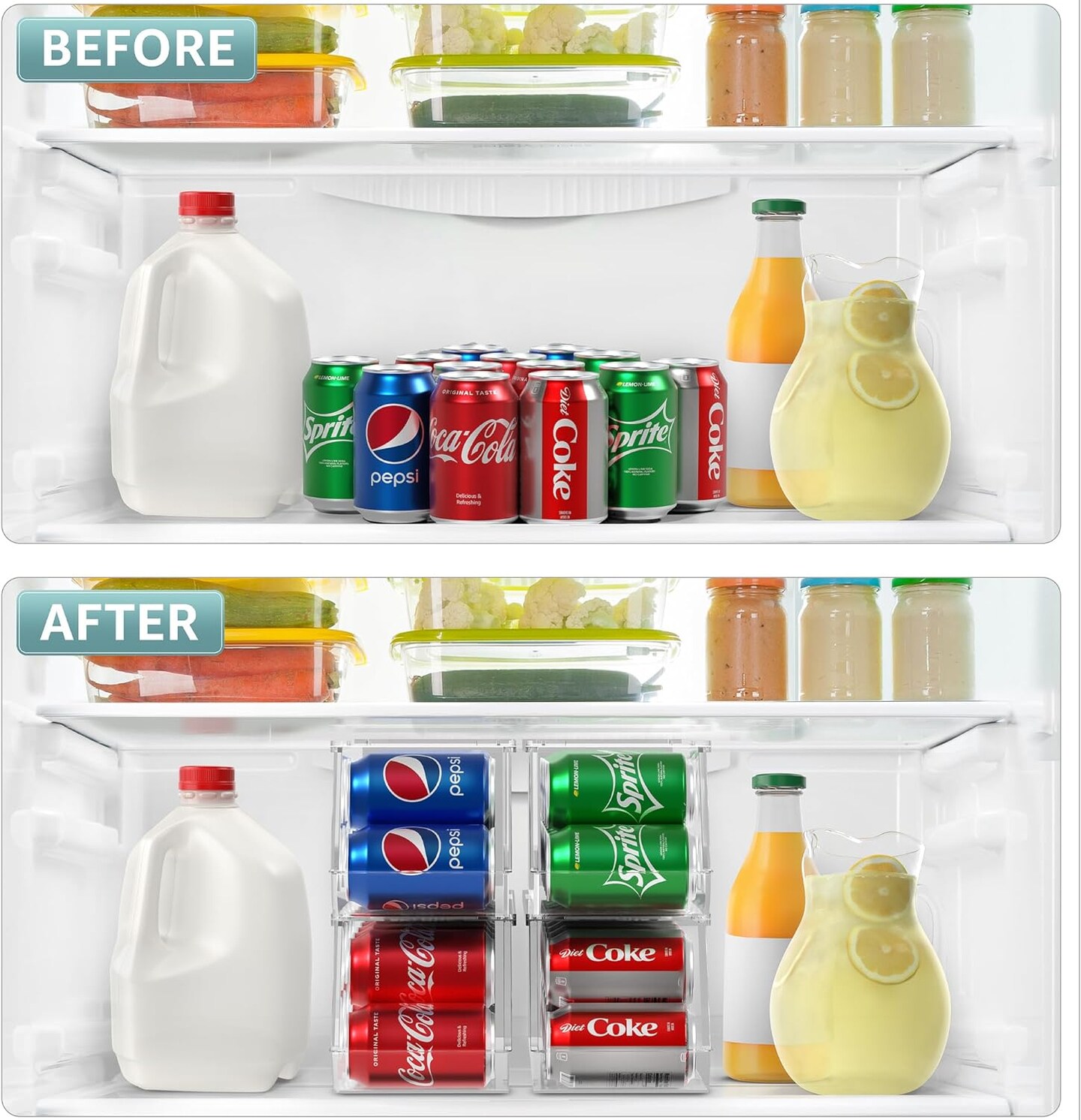Sorbus 4 Pack Clear Soda Can Dispenser and Canned Food Organizer with Stackable Lid &#x2013; Holds 20 Cans