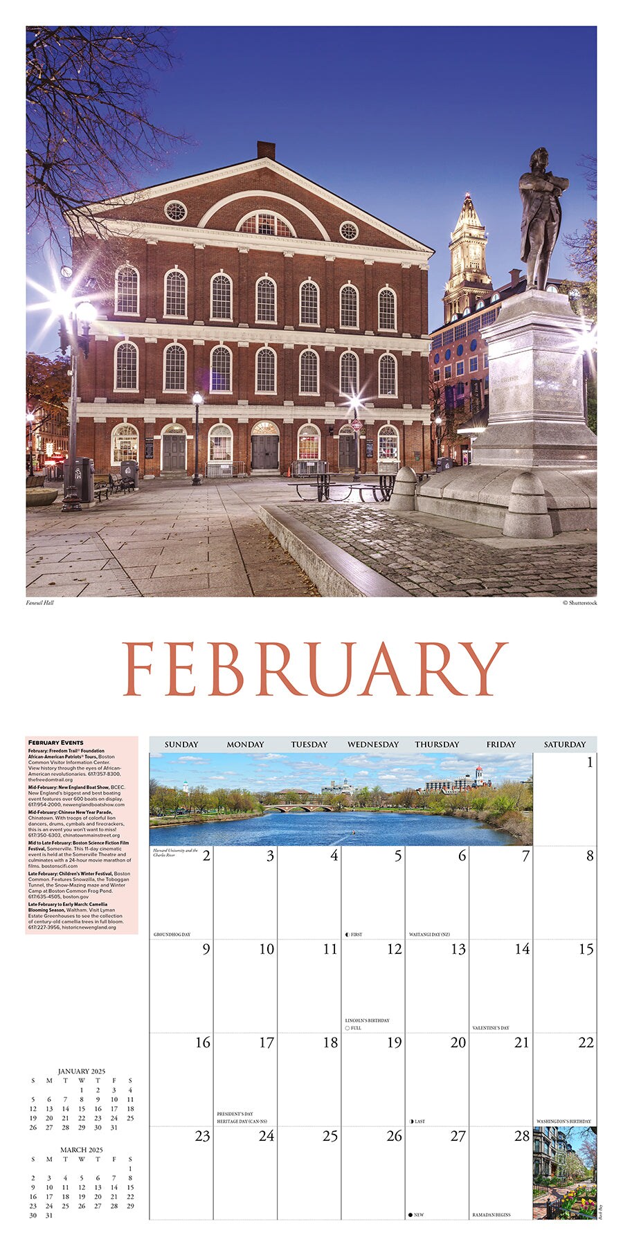 Boston 2025 Wall Calendar