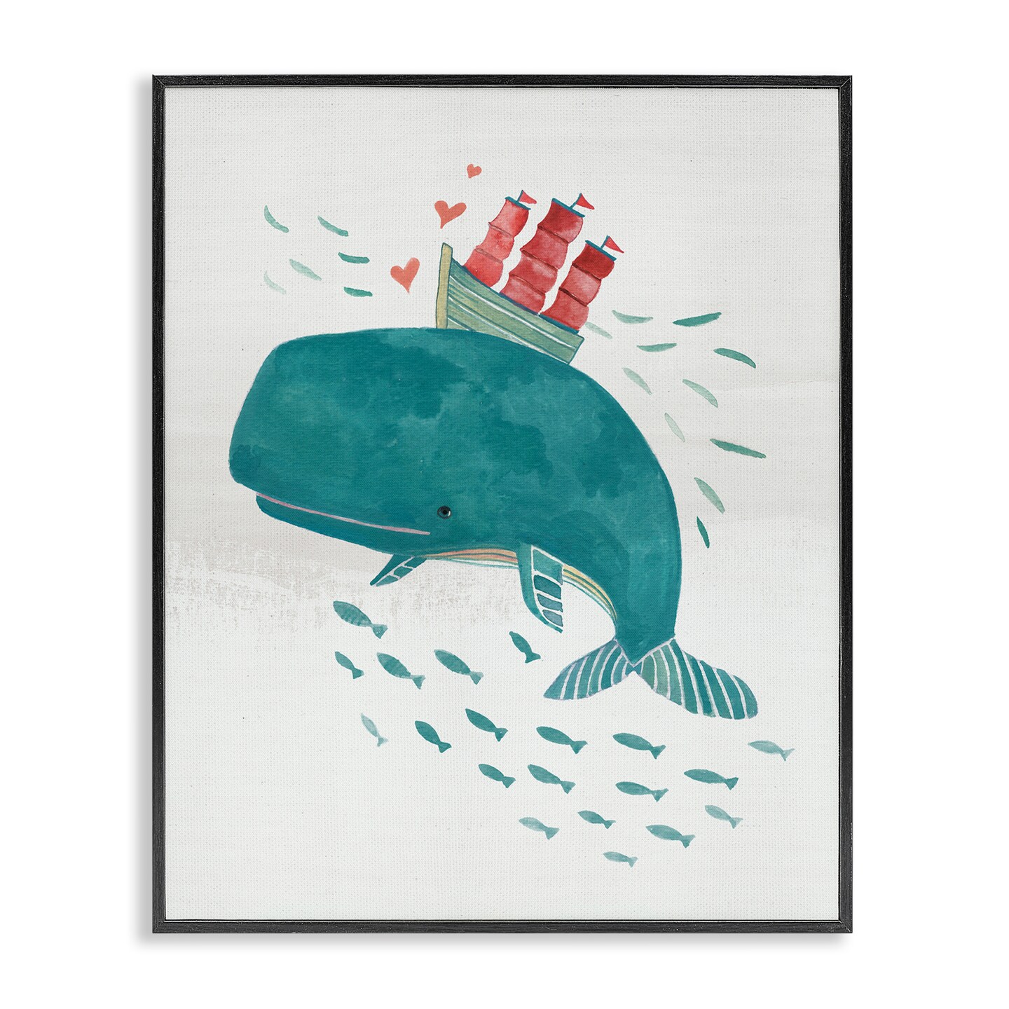 Stupell Industries Whale & Sailboat Diving Framed Giclee Wall Art Design by Irene Chan
