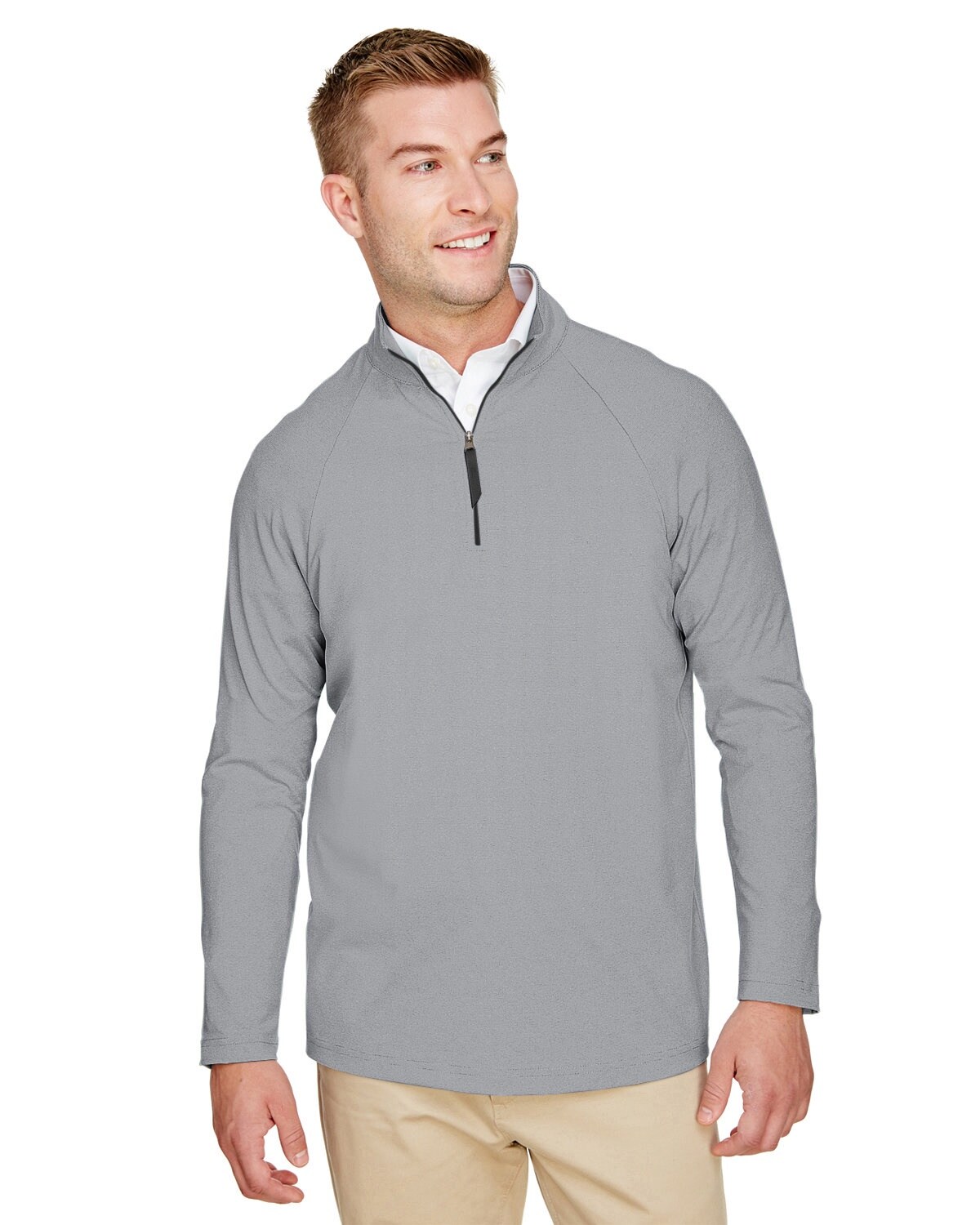 Devon & Jones® CrownLux Performance Men's Clubhouse Micro-Stripe Quarter-Zip