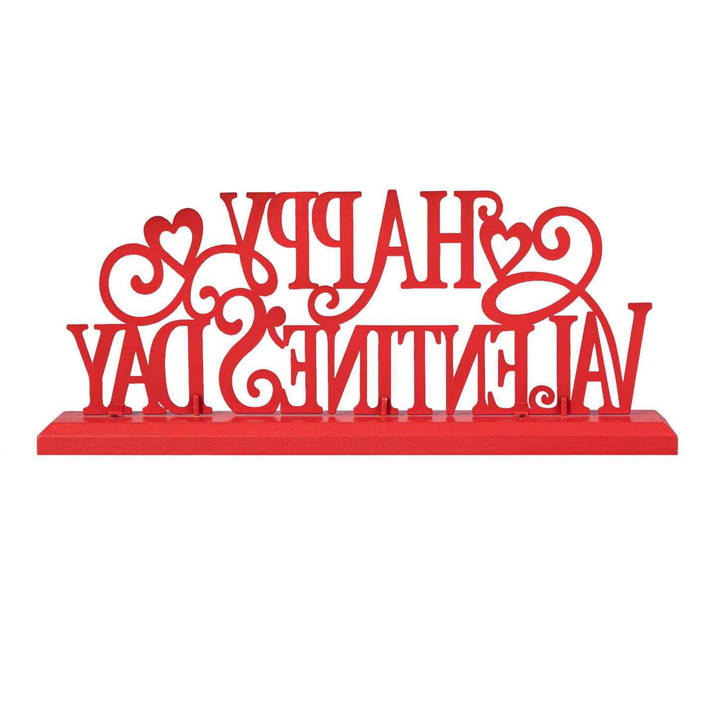 16&#x22;L Valentine&#x27;s Wooden &#x26; Metal HAPPY VALENTINE&#x27;S DAY Table Decor