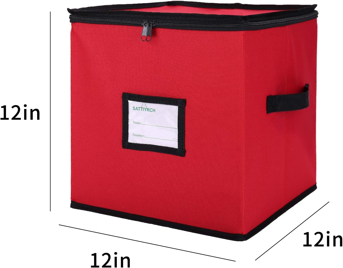 Christmas Ornament Storage Box,600D Oxford Fabric Stores up-to 64 Standard Holiday Ornaments Holder,12 x 12 Inch 4 Layer Xmas Storage Containers