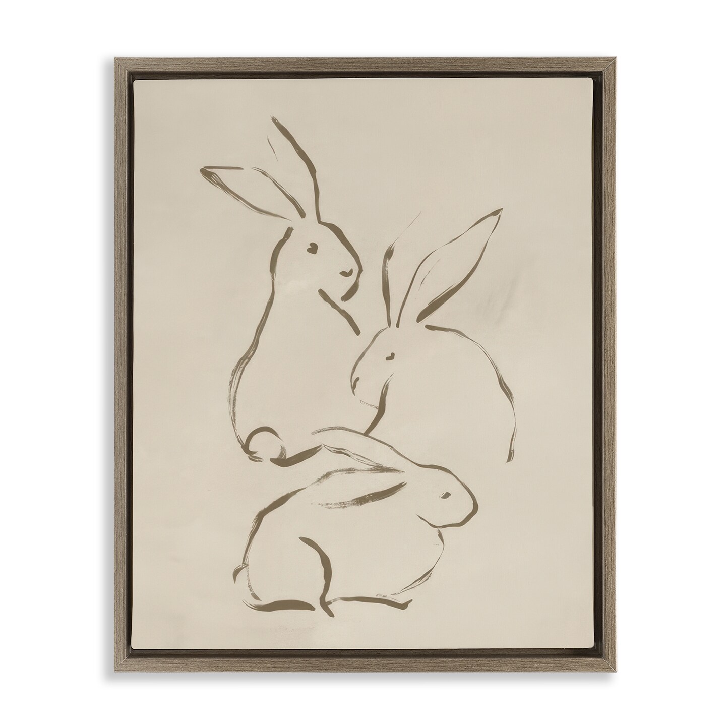 Stupell Industries Earthtone Bunny Sketch Framed Floater Canvas Wall Art Design by June Erica Vess