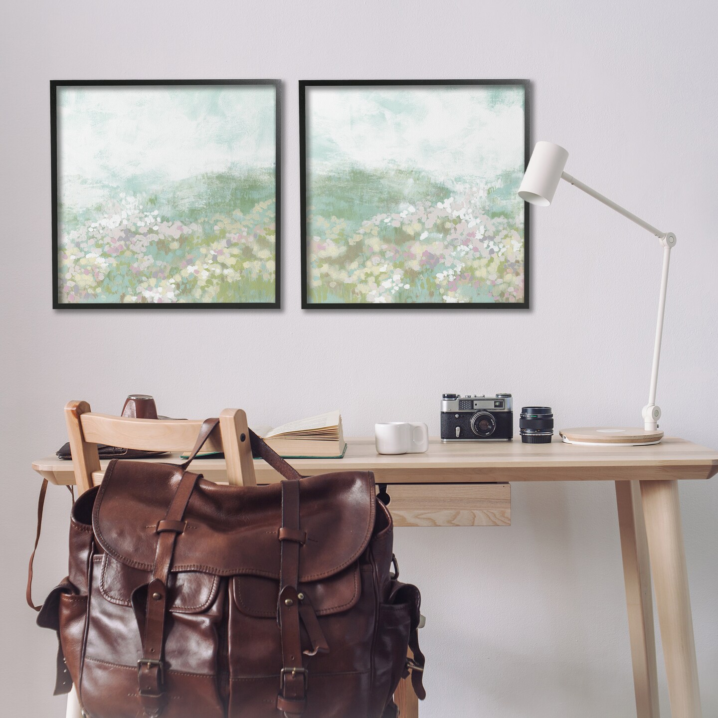 Stupell Industries Muted Pastel Flower Field 2 pc Framed Giclee Wall Art Set Design by June Erica Vess