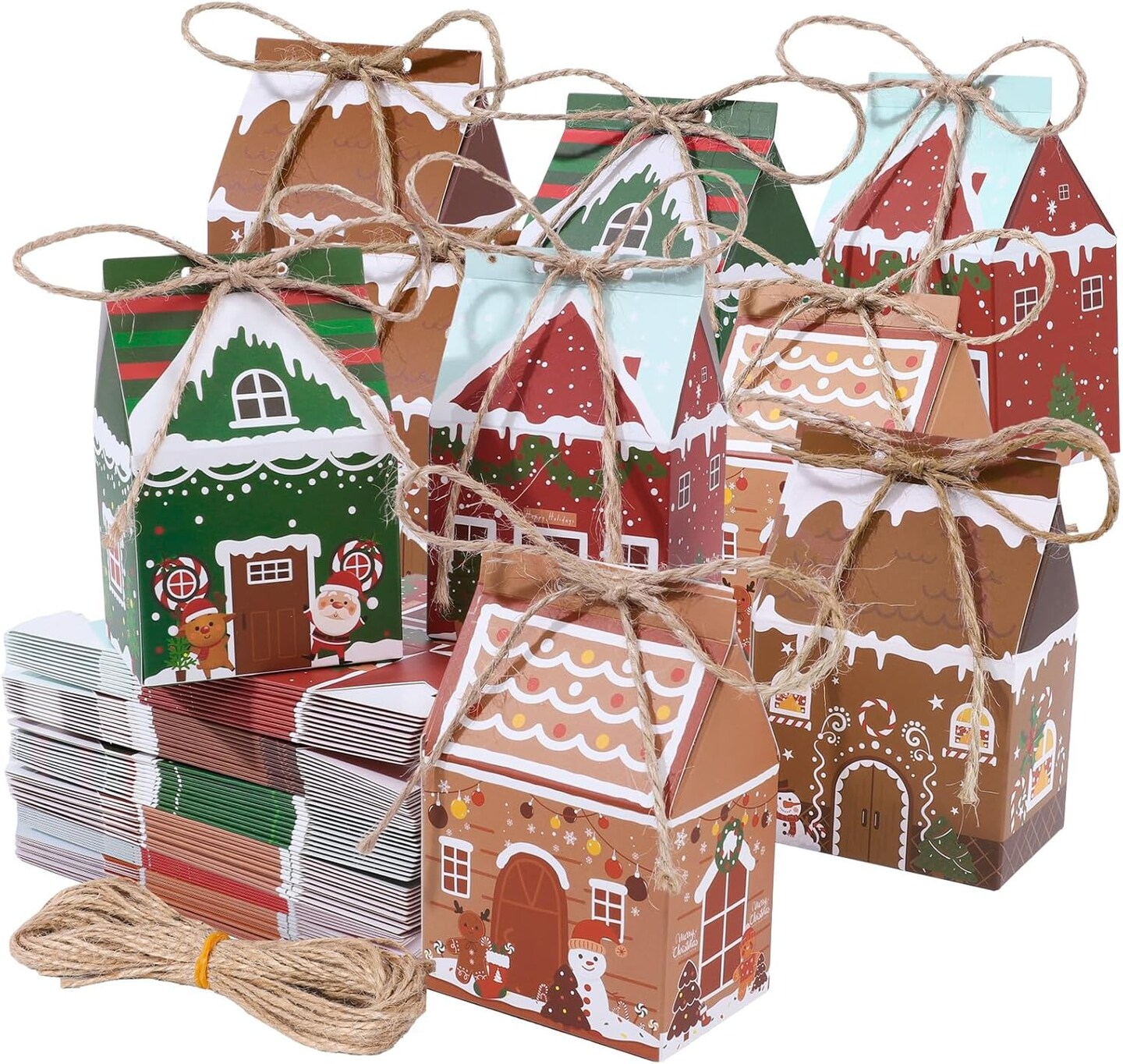 Mini Christmas Party Favor Boxes Treat Boxes, Small Christmas Gift Boxes for Advent Calendar Xmas Candy Treats Cookies