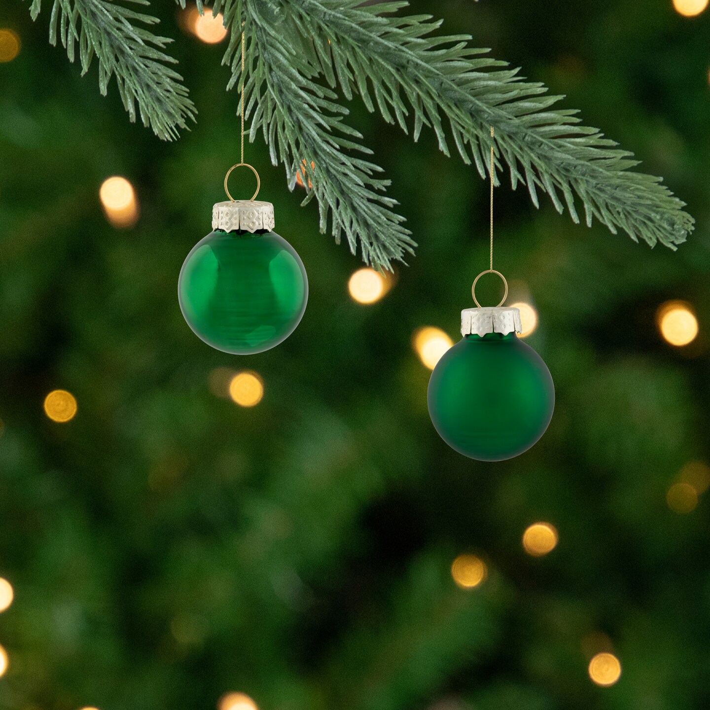 Northlight 2-Finish Mini Christmas Glass Ball Ornaments - 1&#x22; (25mm) - Green - 24ct