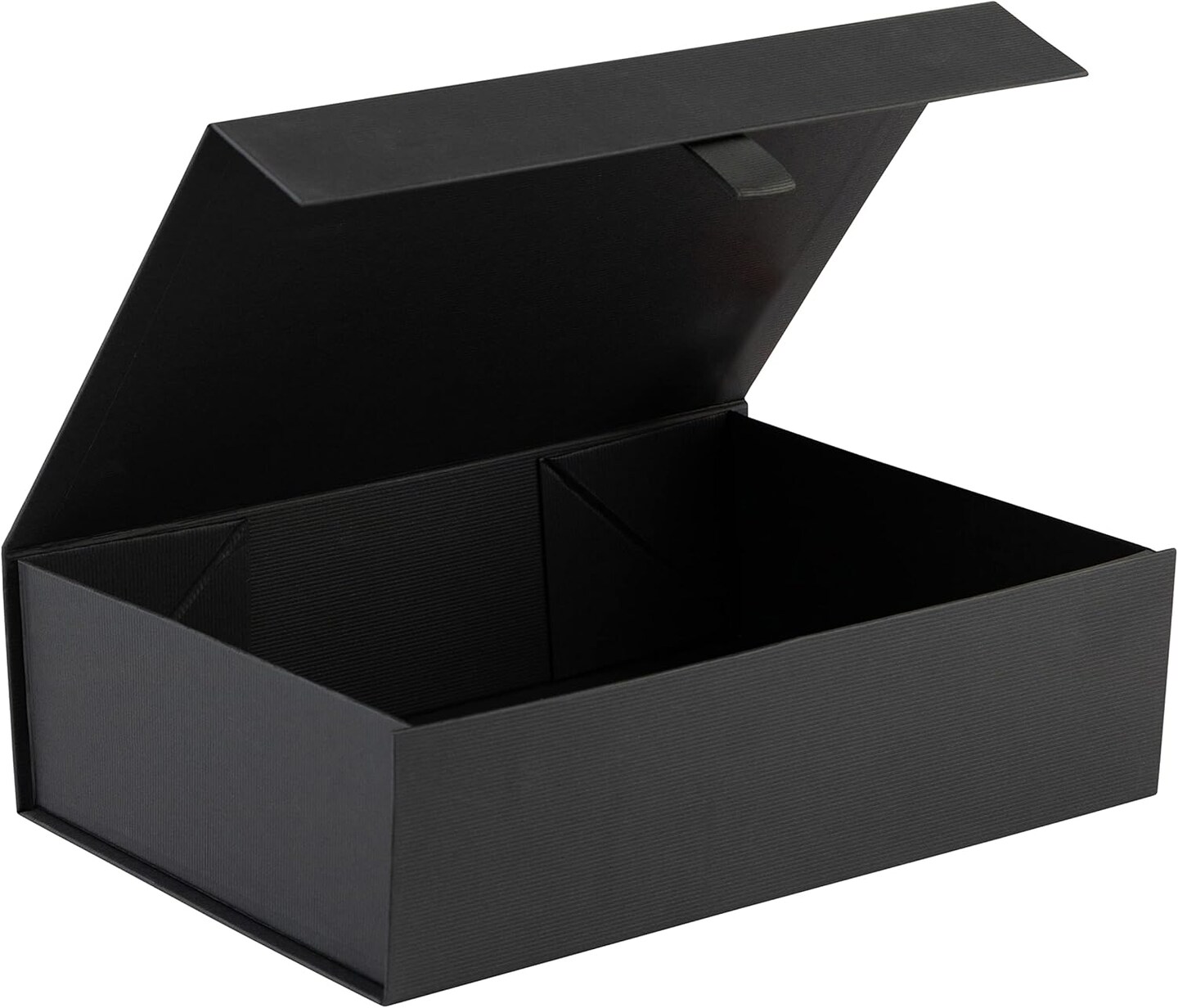 Hard Black Gift Box With Magnetic Closure Lid 10.5&#x22;x7&#x22;x3&#x22; Pack Of 1 Black Ribbed Rectangle Favor Boxes With Black Ribbed Finish For Wedding