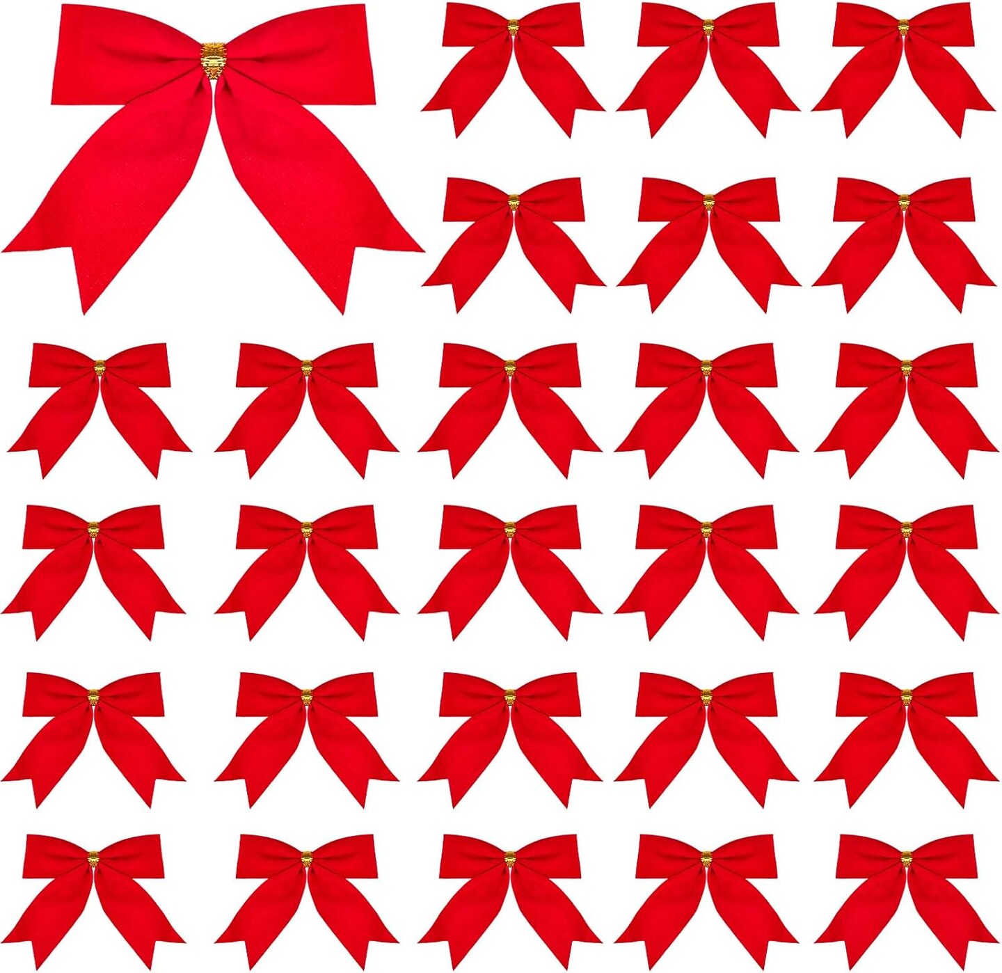 40PCS Christmas Bows, 4 x 3.1 inches Christmas Wreaths Bows with Golden Twist Ties Red Christmas Tree Bows for Christmas Tree Christmas Wreath Present Decoration