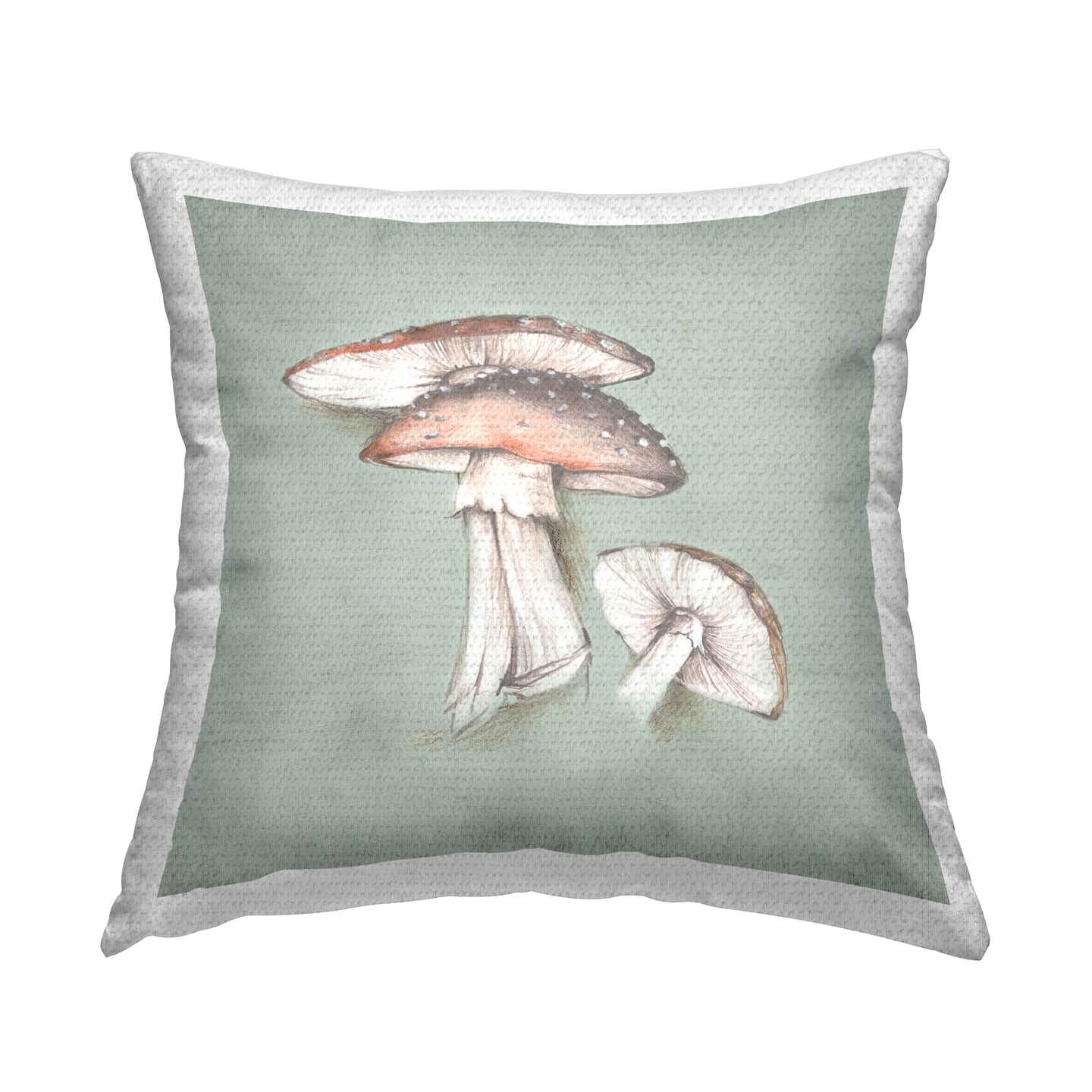 Mushroom Bunch Drawing Outdoor Printed Pillow Design by Eli Jones, 18 x 7 x 18