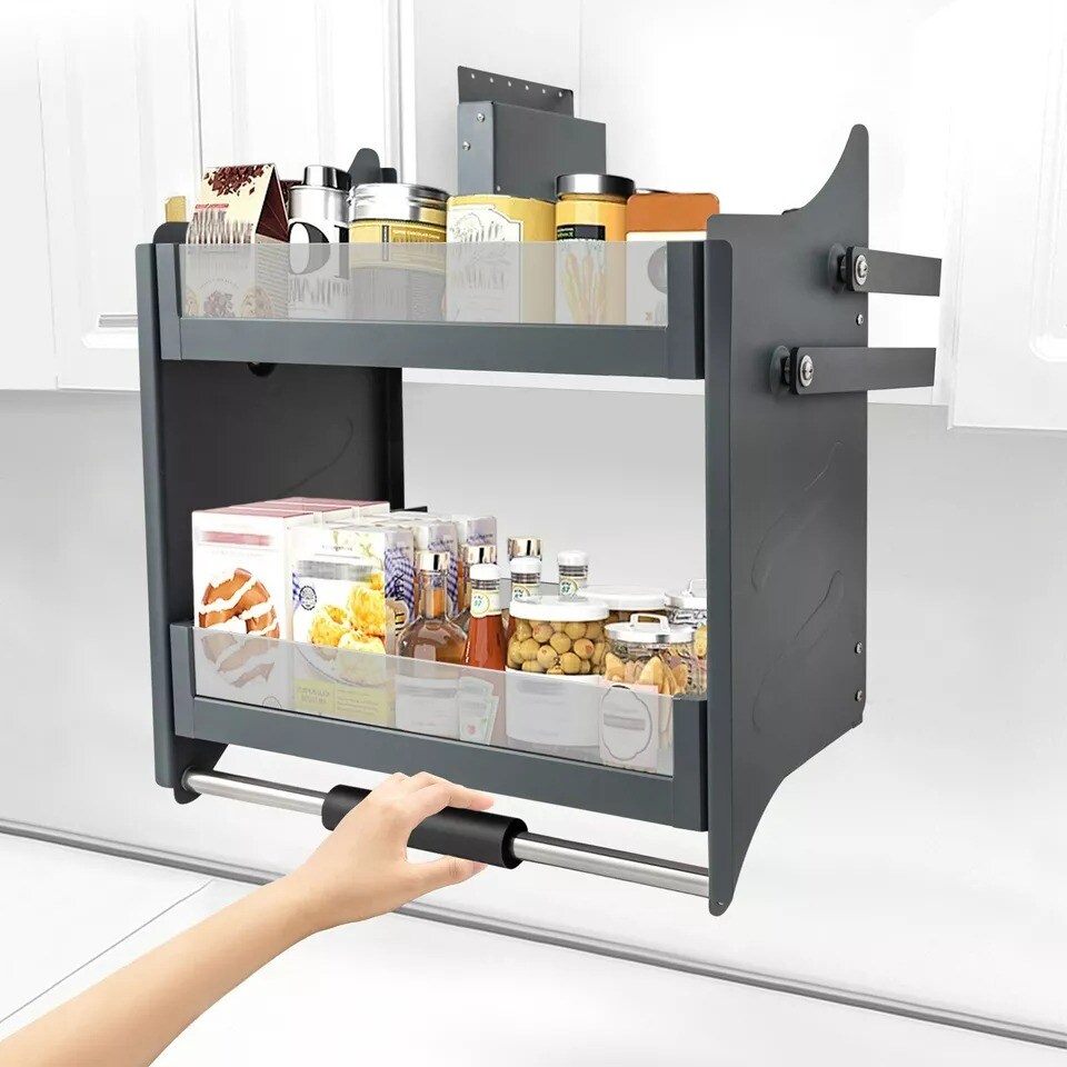 24 Inch Kitchen Pull Down Shelf Wall Cabinet Storage Organizer Convenient Heavy