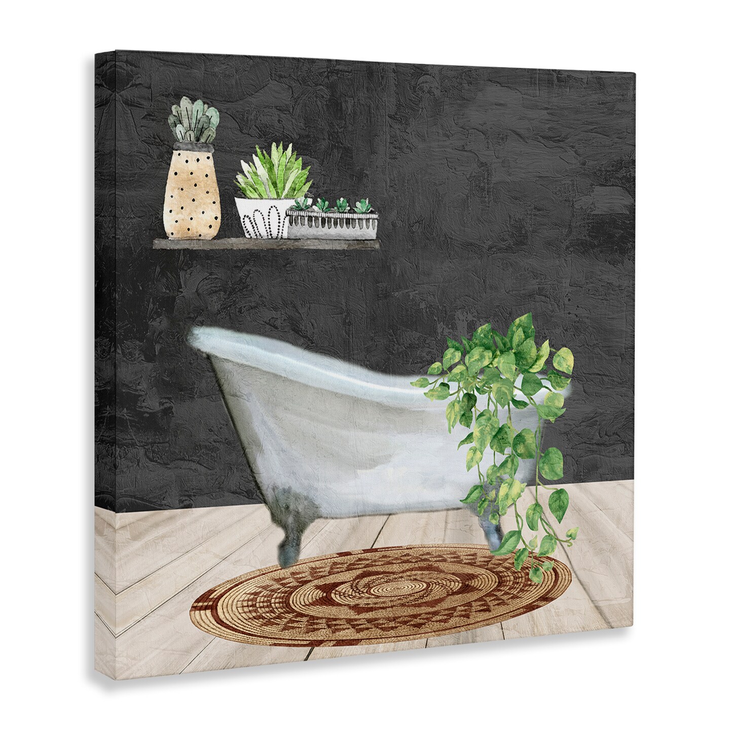 Stupell Industries Botanical Bathtub Scene Canvas Wall Art Design by Kim Allen