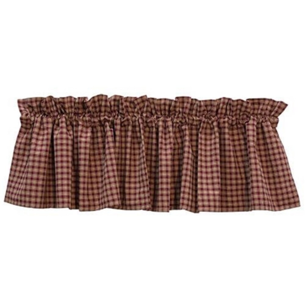 Burgundy Plaid Valance, 14x72