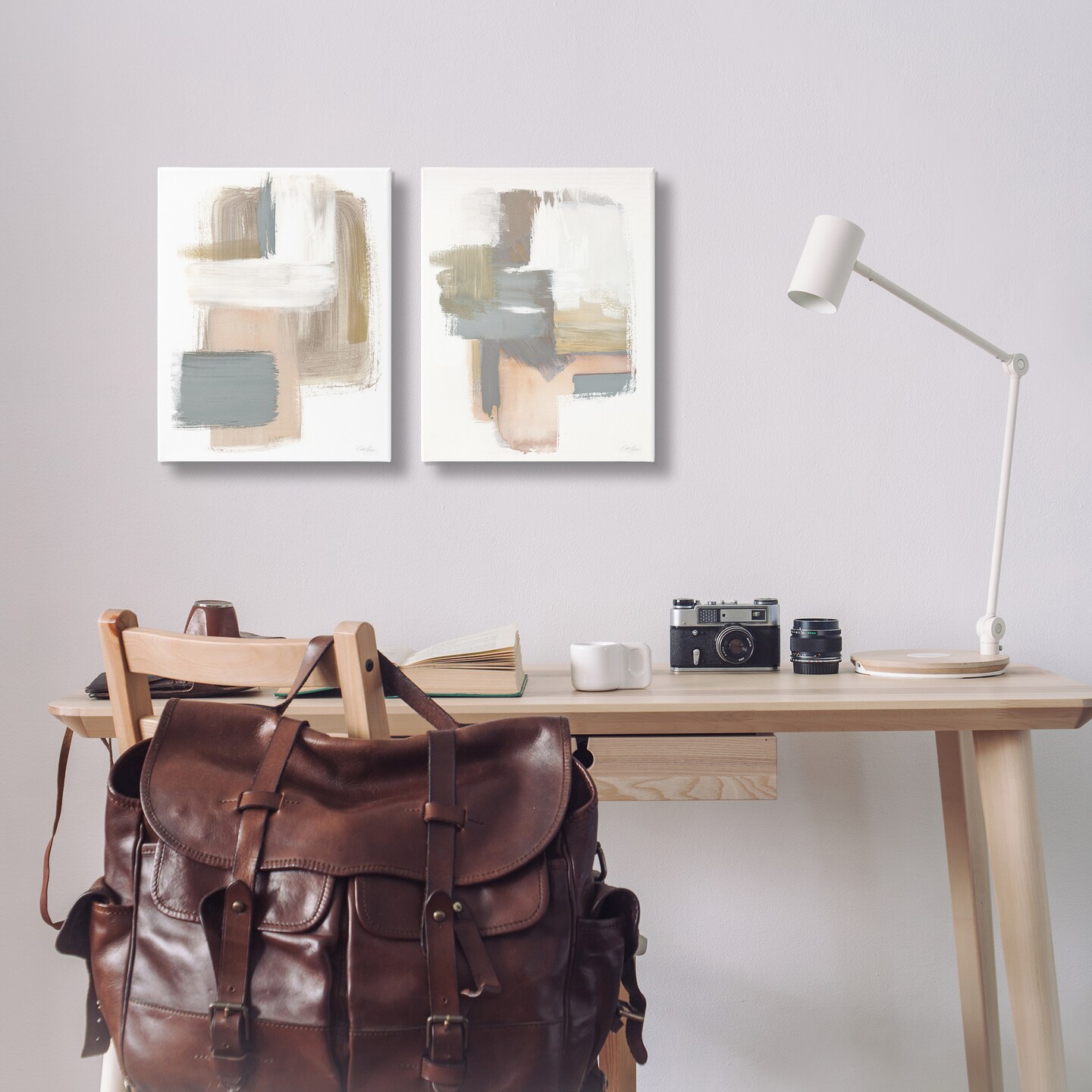 Stupell Industries Abstract Beige Brush Stroked Neutrals 2 pc Canvas Wall Art Set Design by Stella Chang