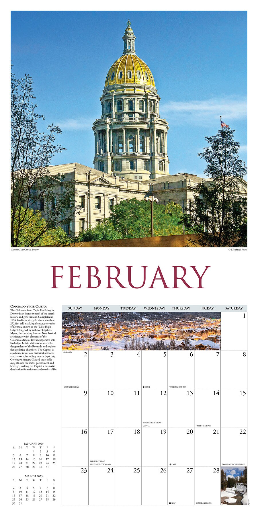 Colorado 2025 Wall Calendar