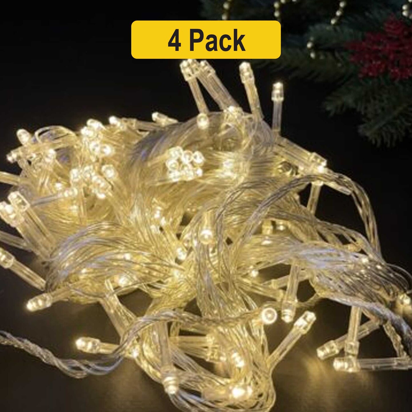 Extra-Long 400 LED String Lights &#x2014; Clear Cable, 8 Effects, 96ft, Connectable