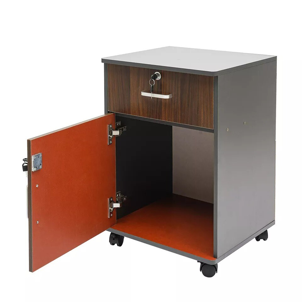 2 Tier Mobile File Cabinet, Under Desk Metal Filing Cabinet with Lock &#x26; 1-Drawer