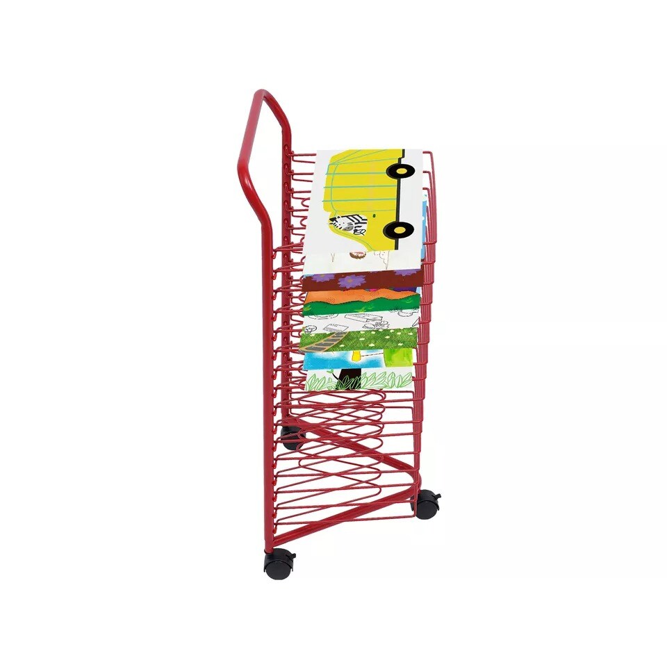 Mobile Stand Storage Rack Artwork Holder Shelf Red Metal Painting Drying Rack
