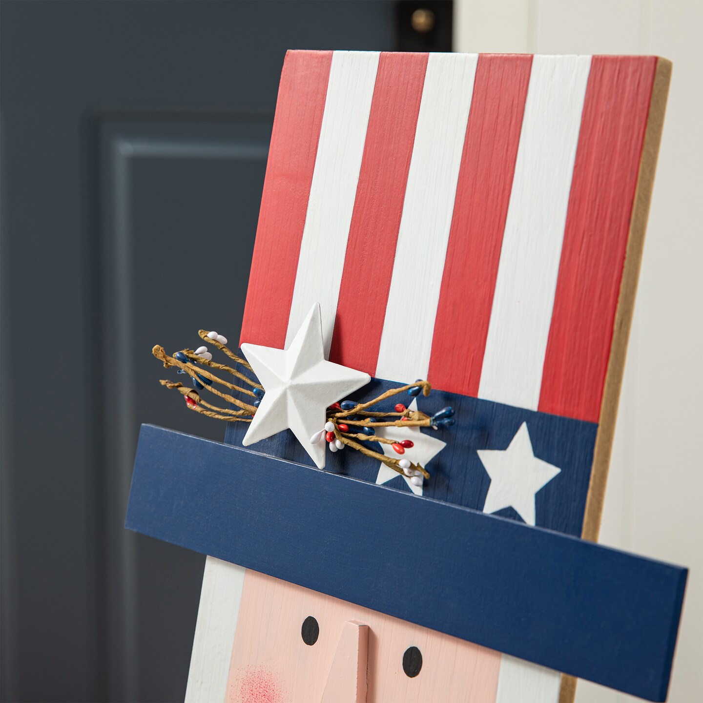 36&#x22;H Patriotic/ Americana Wooden Uncle Sam Porch Decor