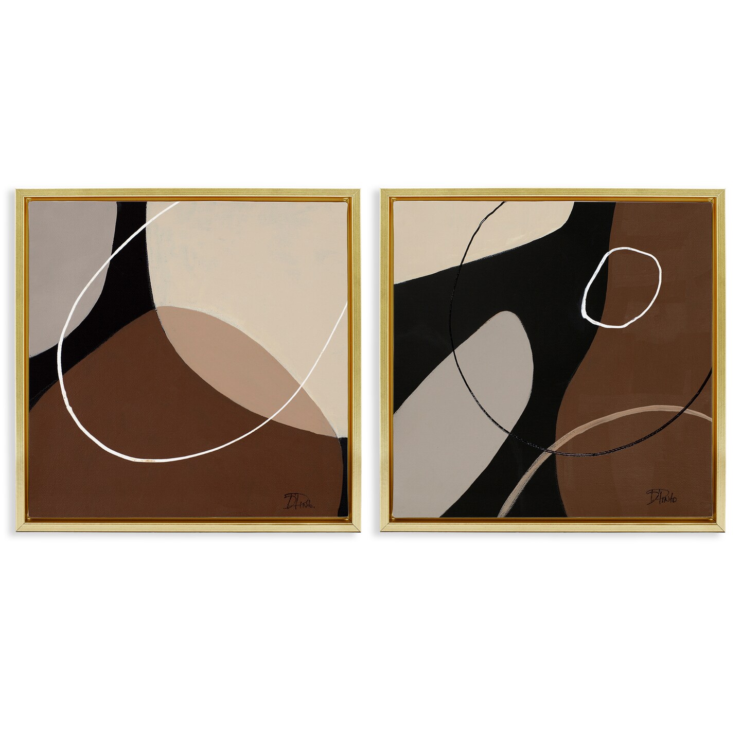 Stupell Industries Classic Abstract Neutral Shape 2 pc Framed Floater Canvas Wall Art Set Design by Patricia Pinto