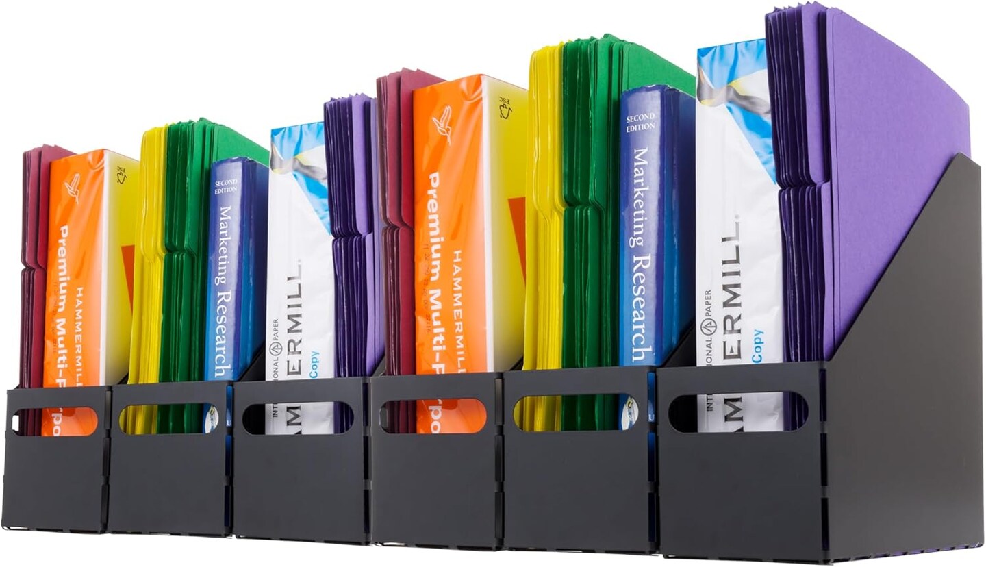 IRIS USA Letter/Legal File Metal Magazine File Holders, Black - 6Pack