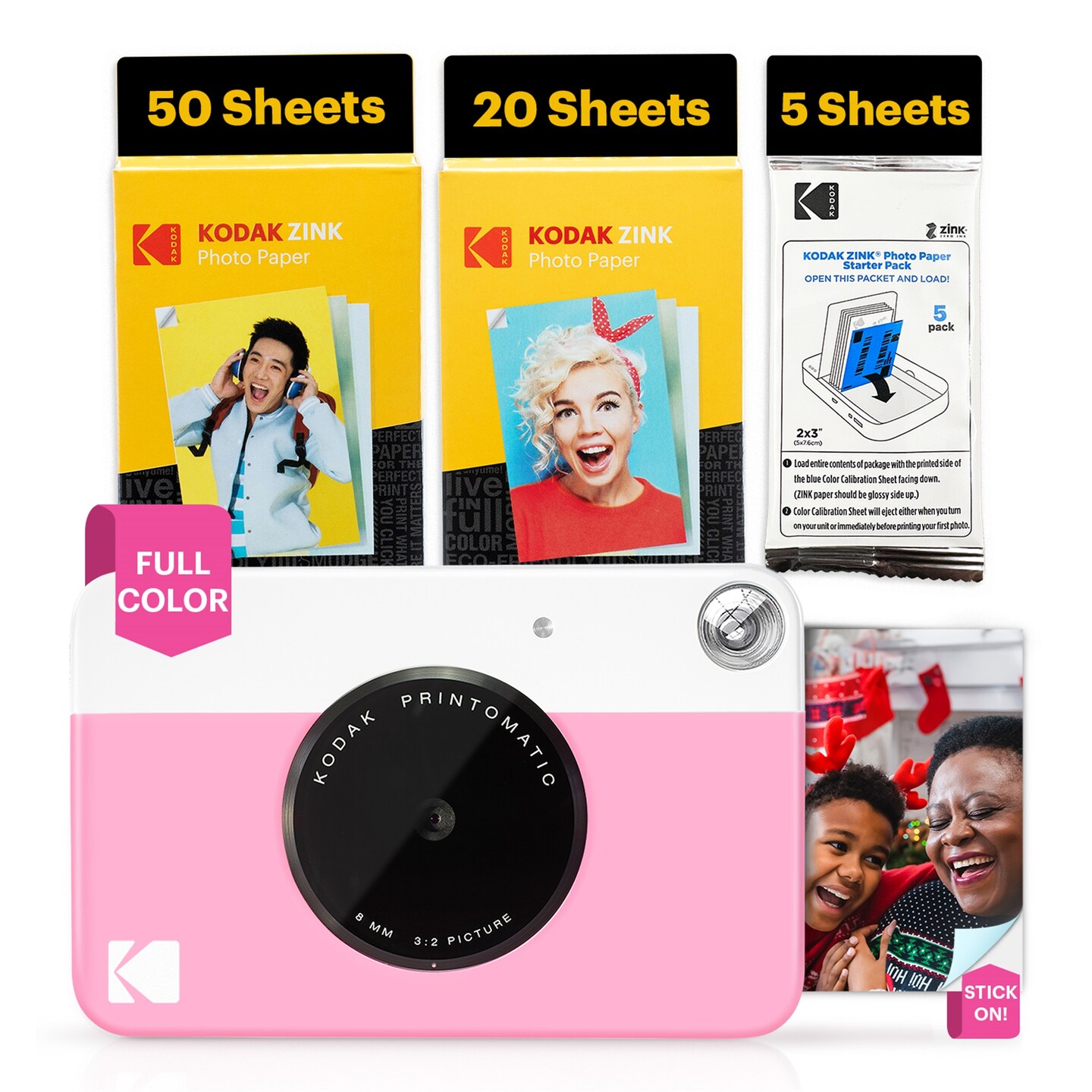 Kodak Printomatic 5MP Instant Print Camera & Zink Photo Paper (75 Sheets) Bundle