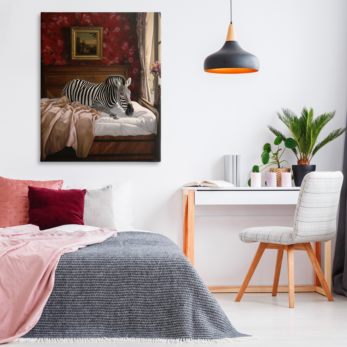 Stupell Industries Zebra on Regal Bed Canvas Wall Art Design by Ziwei Li