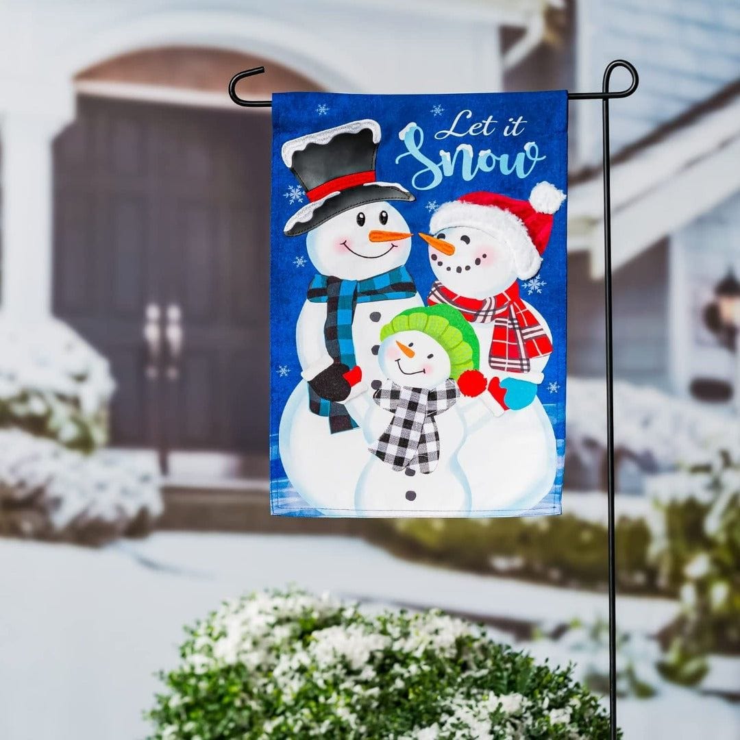 Let It Snow Family Garden Flag 2 Sided Decorative Winter