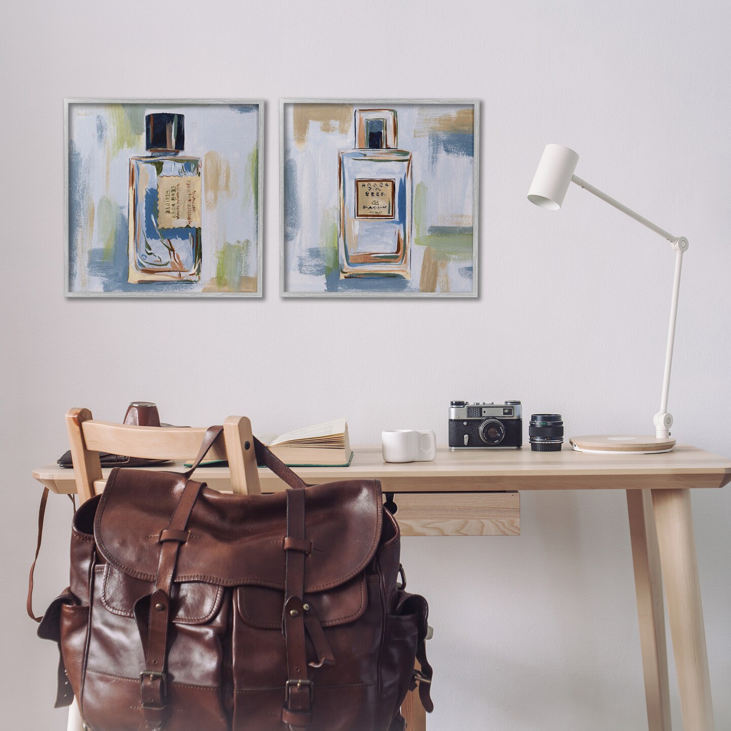 Stupell Industries Abstract Cologne Perfume Bottle 2 pc Framed Giclee Wall Art Set Design by Melissa Wang