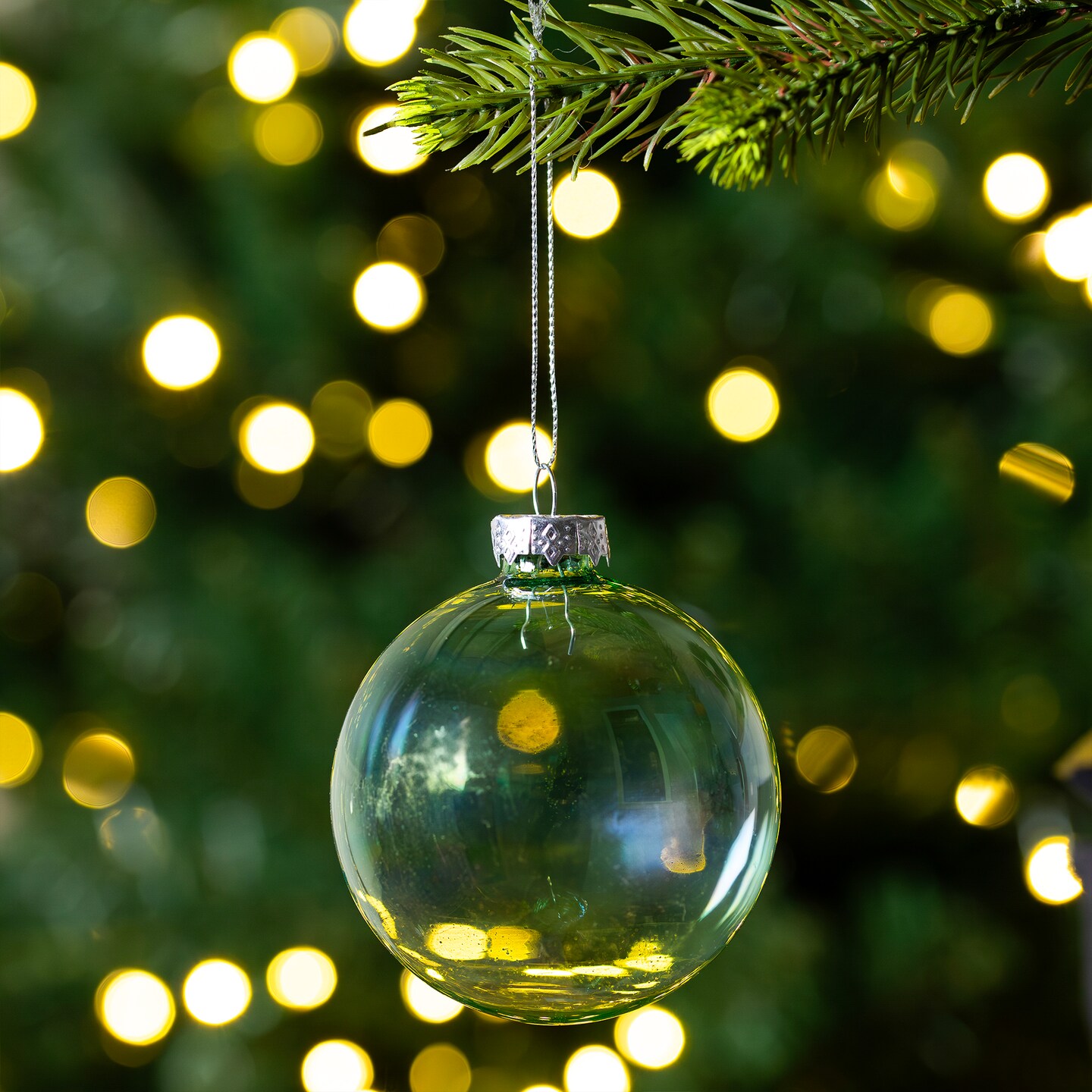 Northlight Iridescent Glass Christmas Ball Ornaments - 3.25&#x22; (80mm) - Transparent Green - 4ct